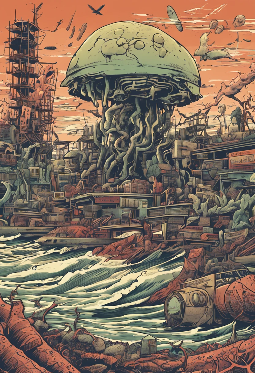 nuclear radiation nuclear wastewater anti-poison detoxification zombies ruins nuclear sewage discharged into the ocean marine pollution marine animals mutation japan