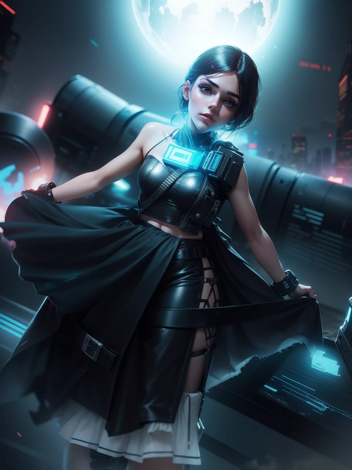 Change background cyberpunk handsome girl, Smart, with hat 8k, realistic,