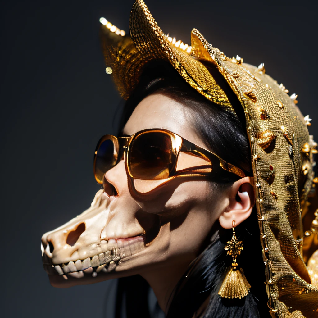 Crocodile pond,32K(tmasterpiece,k hd,hyper HD,32K)Burgundy double ponytail,flower stick,Indigo Skull King ,Hold the heavy wooden steering wheel (The skeleton is realistic:1.4),Crocodile pattern robe,Rusty skull ornaments,Sargin linen cloak,Petals flutter,Deep gold sunglasses,Hold your head high,Be proud,The nostrils look at people,A primary and secondary school student, A high resolution,Xueba, the detail, RAW photogr, Sharp Re, Nikon D850 Film Stock Photo by Jefferies Lee 4 Kodak Portra 400 Camera F1.6 shots, Rich colors, ultra-realistic vivid textures, Dramatic lighting, Unreal Engine Art Station Trend, cinestir 800,Hold your head high,Lateral face,Be proud,The nostrils look at people,Tsundere,Petals flutter,Petals flutter,Crocodile sprinkled with gold dust,Fluttering,Impeccable,( reasonable design, Clear lines, High sharpness,Best quality, Very detailed skeleton, The skeleton of a masterpiece, offcial art, movie light effect, 8K crocodile skeleton(((Platinum marble sunglasses)))Deep gold sunglasses,side portrait