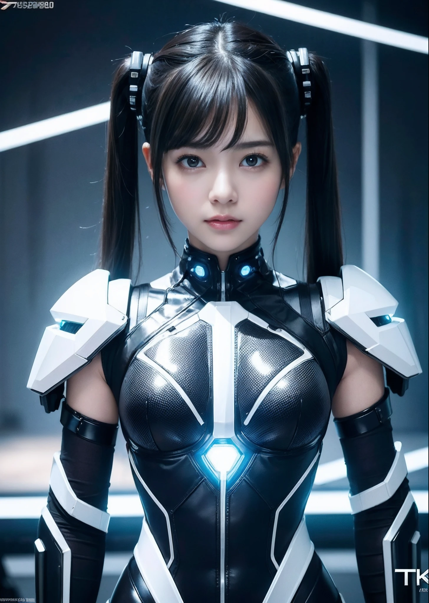 NSFW,((top-quality、in 8K、masterpiece:1.3))Wearing a silvery-white mech,Girl with a delicate face,The highest image quality,ultraclear,Facial features are delicate and clear,Armageddon,machine arms,exquisitedetails,(cammel toe)、Mechanical pattern,cyberpunked、Cyber City、digital、century、tron、(full body Esbian)