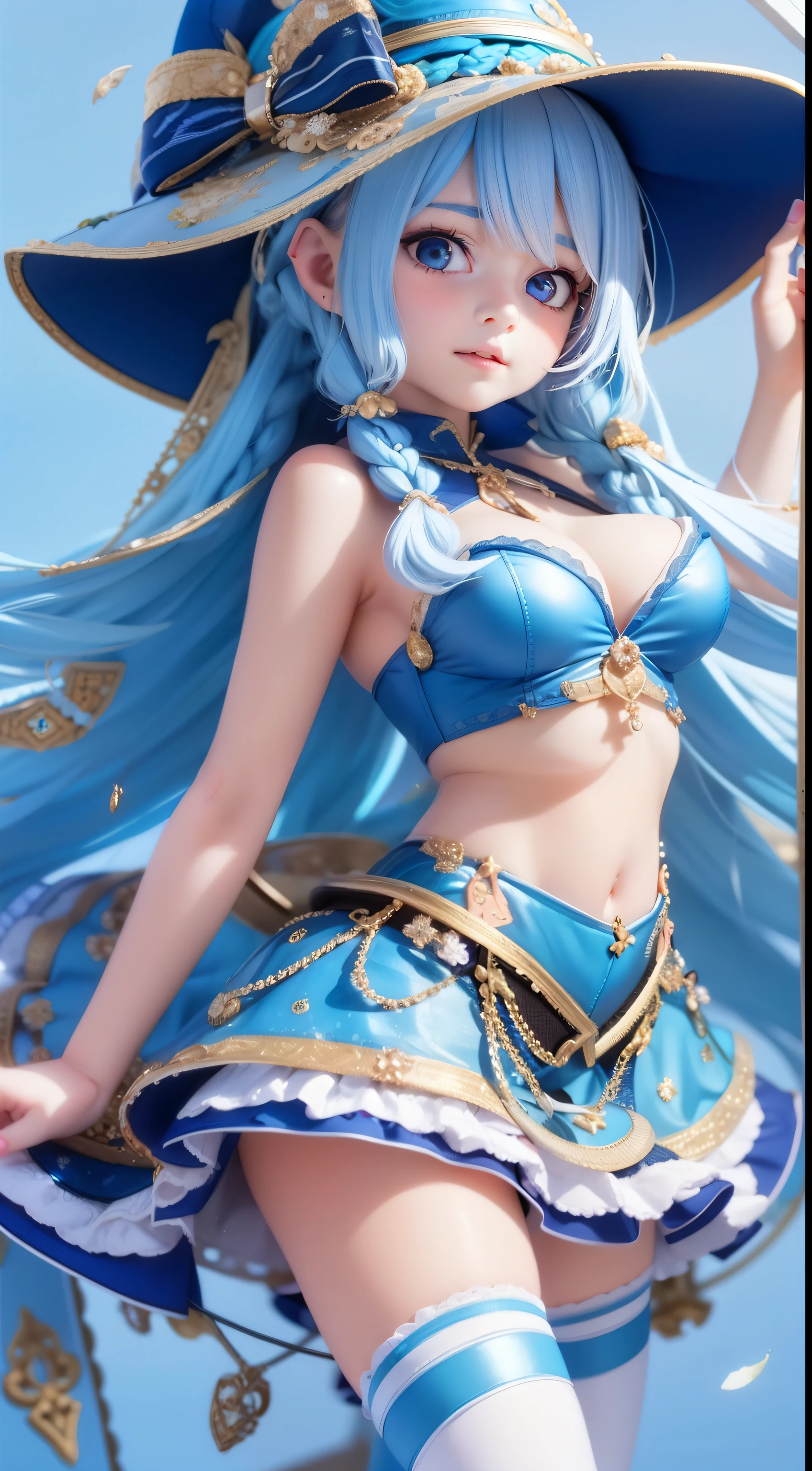 (12year old girl:1.5)), full anatomy, child body, child, Super cute, Girl, Little girl, randome pose,Random angles,

A composition that captures the whole body, Magic wand, zero sauce art, Loli, Detailed fan art, the witch, Splash art anime Loli, bright witch, Official artwork,  witch hatcommission, cheerful big breasts,official fan art, lovely art style, Best quality, Extreme light and shadow, Loli, Bright colors, High contrast, Strong visual impact,Night, 

((blue  hair:2.0)),((long braid hairstyle)), White boots, brown robe, White skirt,

Night view,bouncing hair,Put magic power into the magic wand, Beautiful girl, 1 girl, Loli, Petite girl, Top quality, Masterpiece, high eyes,Drooping eyes,(Realism: 1.2)), Petite, bangs, tall eyes, natural 

light,(Blue eyes),bangs, beautiful girl with fine details, Beautiful and delicate eyes, Beautiful girl, Detailed face, Beautiful eyes, beautiful shining body, 8K images,