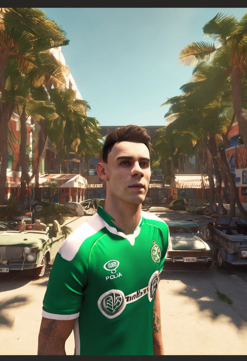 Phill Foden com a camisa do time do Palmeiras. renderizado 3D vray