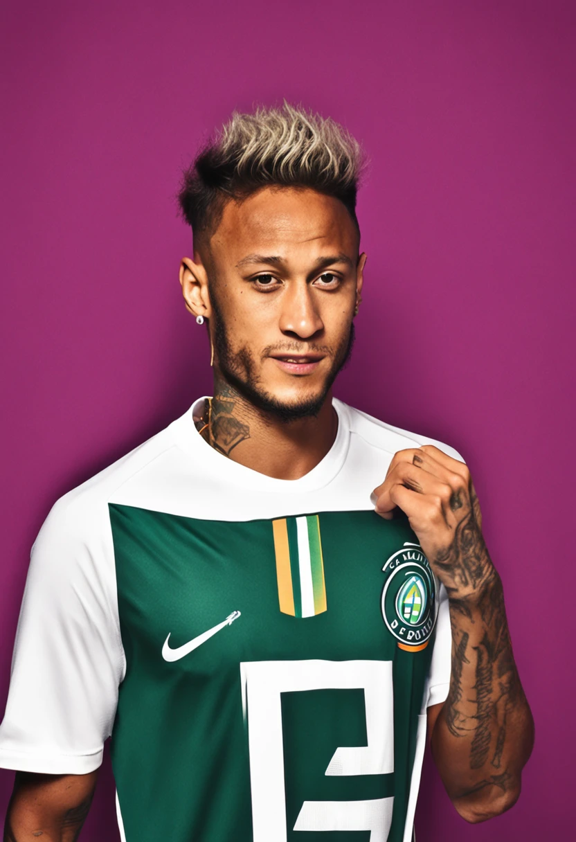 Neymar com a nova camisa do Time do Palmeiras.