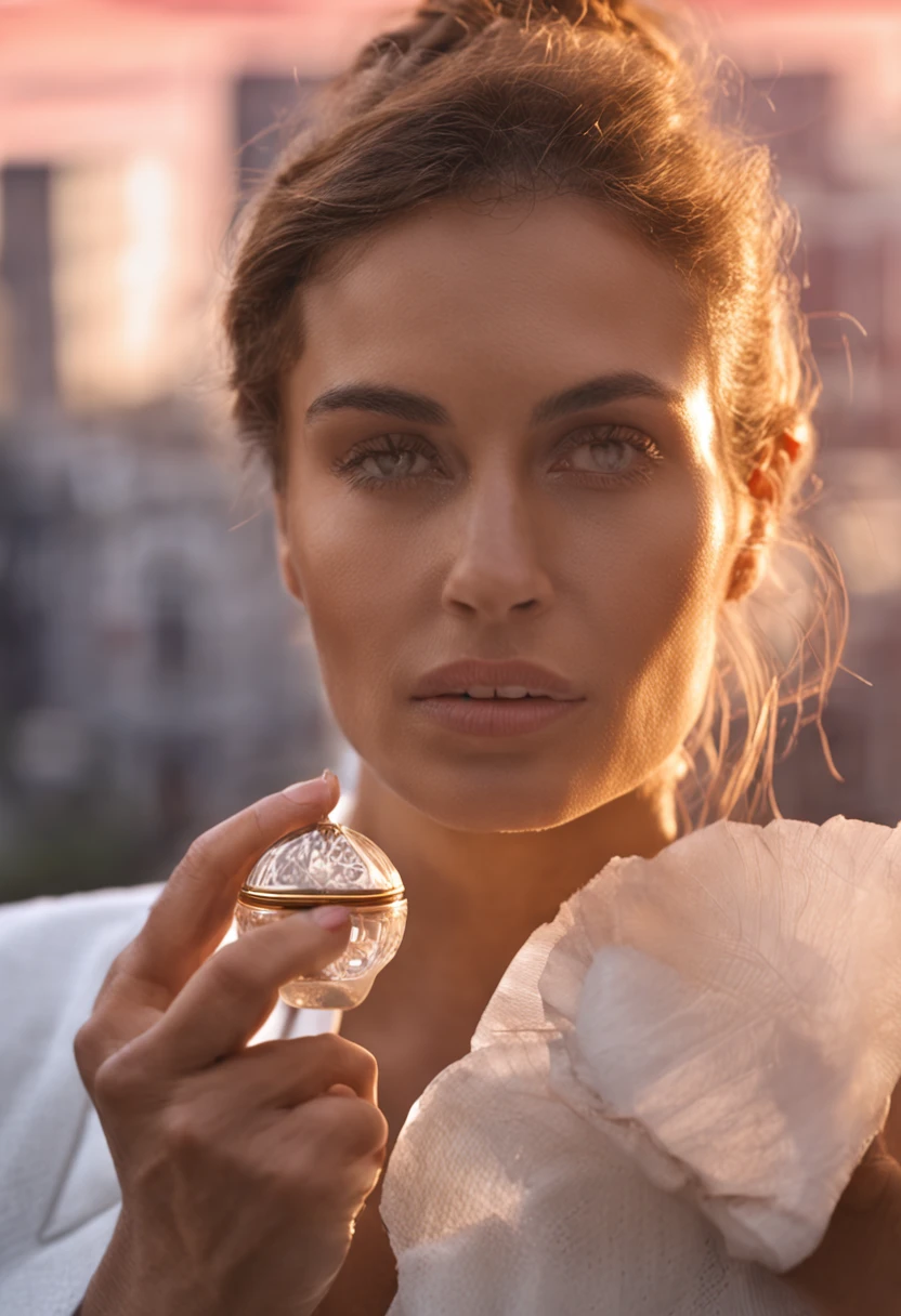 (alta qualidade) A Woman with a perfume in her hand, somente meio corpo
