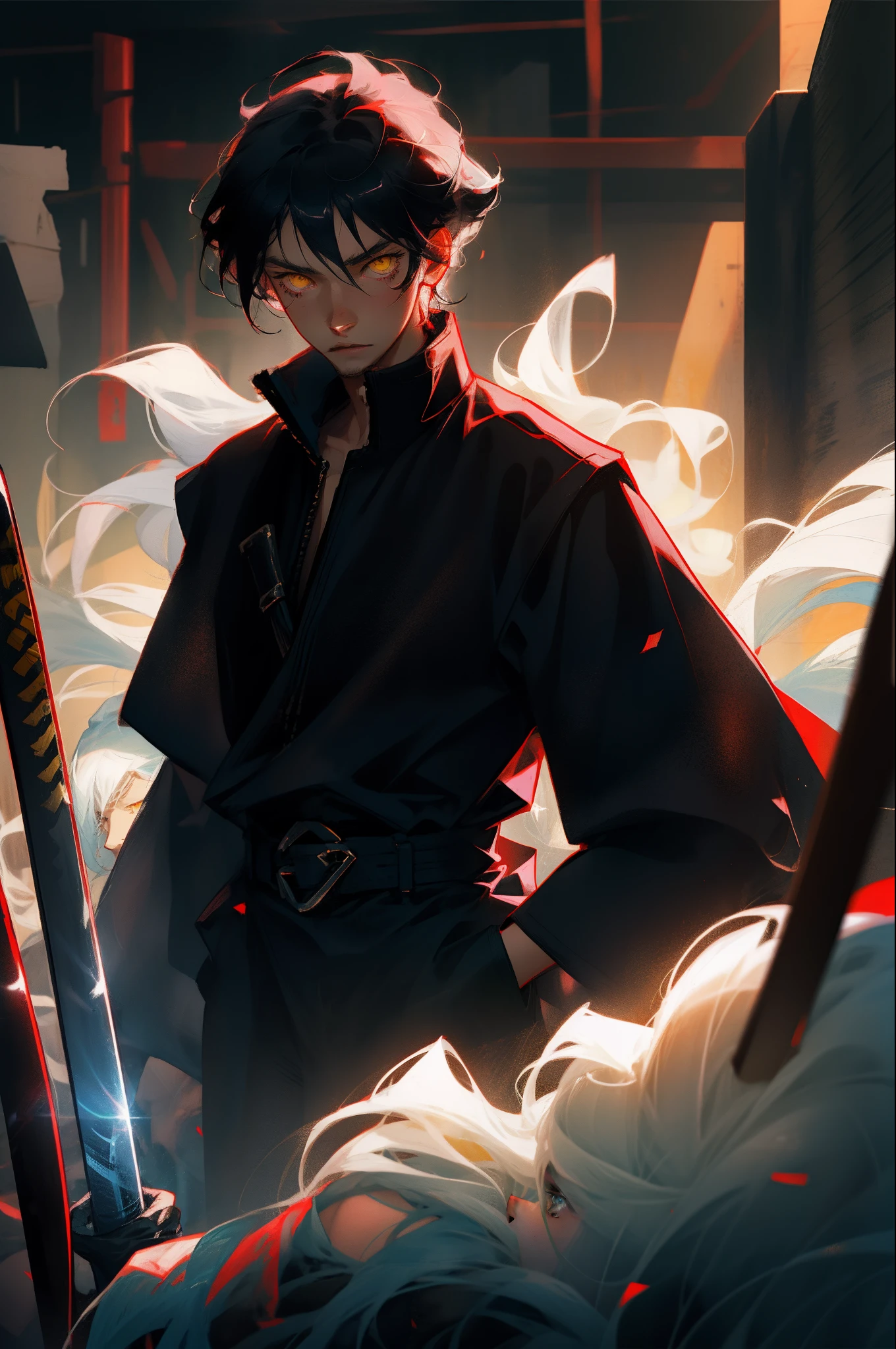 ((Masterpiece, best quality:1.2)),Anime boy,wearing ninja outfit, wearing an onigiri mask,holding a chain and sickle, surrounded by mist,ninja village, night, surrounded by chains, natural Moon light,highest quality digital art, Stunning art, wallpaper 4k,8k,64k, HD, unparalleled masterpiece, dynamic lighting, cinematic, epic
