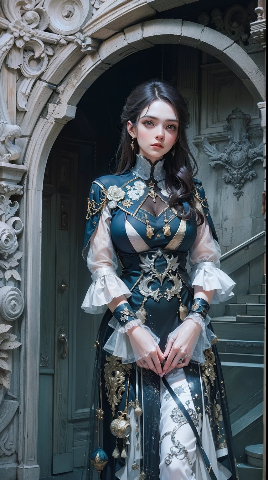 Beautiful woman in insanely intricate Ghost Hunter Outfit