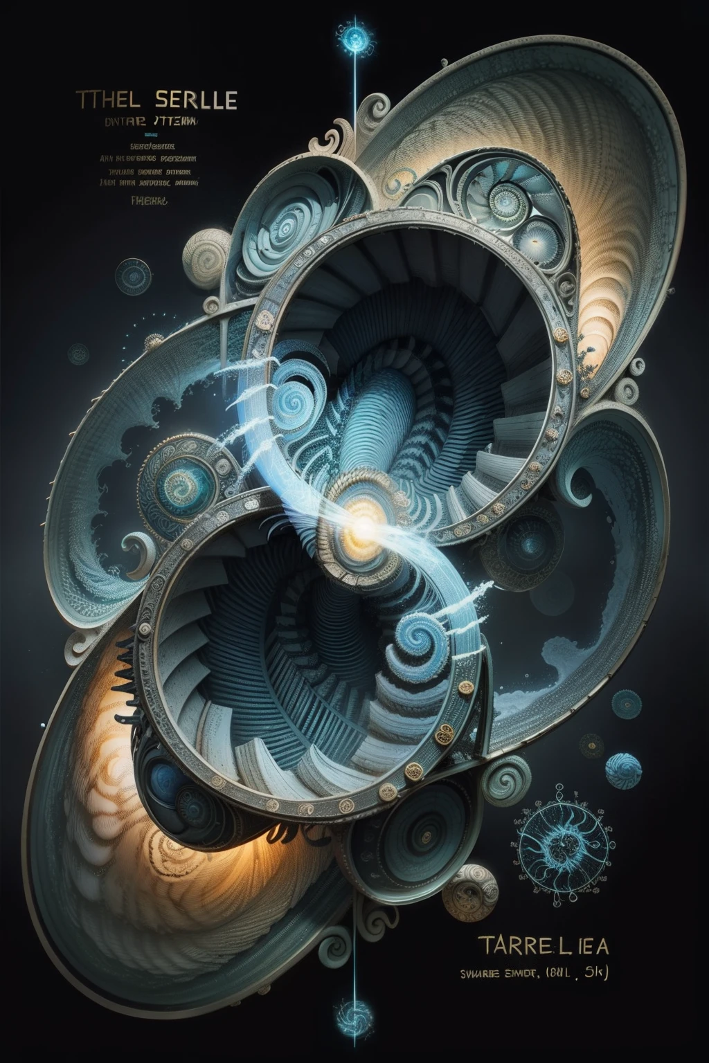 Wilderness listener，Drawing of a spiral object with a spiral in the middle, 7 universes，patent illustration, Spatial distortion and distortion, of a ufo propulsion system, detailed swirling water tornado, patent, A swirling vortex of energy, lightning electricity coil, Perpetual motion machine, voroni diagram, water powers water swirling, Spiral tube root, pulled into the spiral vortex，