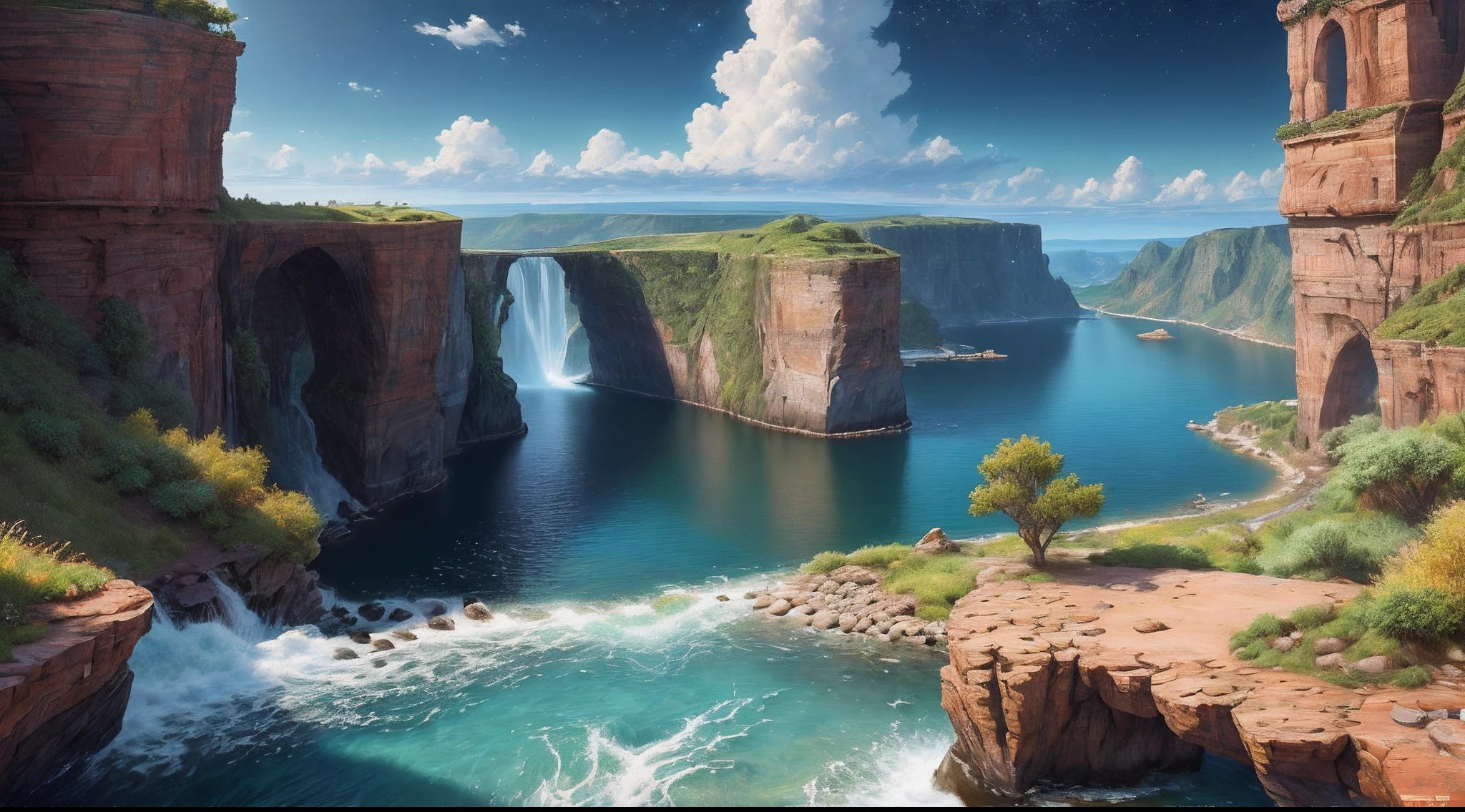 landscape,water,(extremely detailed CG unity 8k wallpaper), most beautiful artwork in the world,professional majestic oil painting,intricate, High Detail, Sharp focus, dramatic, photorealistic painting art