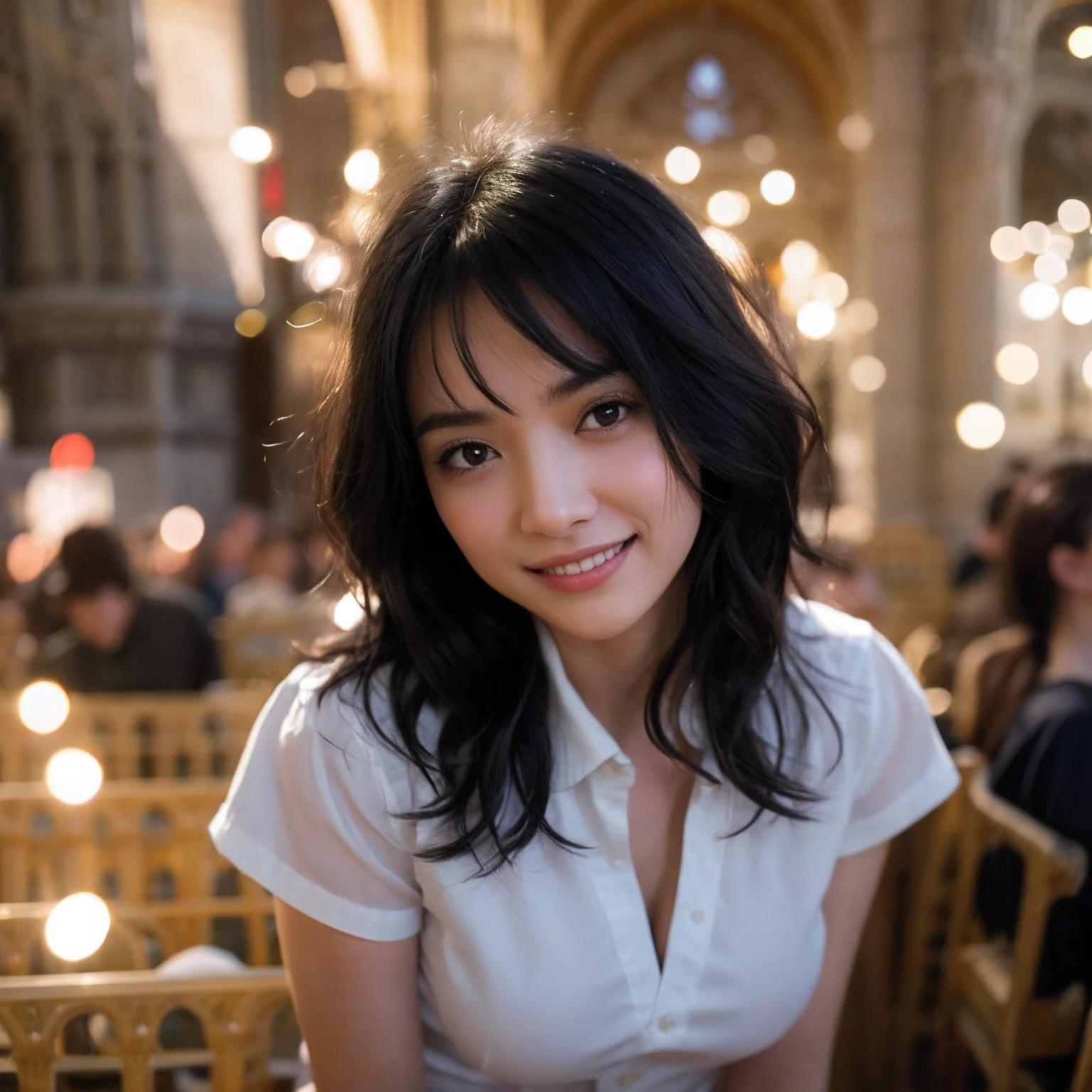 1 girl, (wear a smile, flower, white background, grin, shirt, Korean, looking at viewer, simple background, bouquet, upper body, red shirt:1.3), a (selfie:1.2) of a pretty (young:1.5) 1girl, (age:1.5), Skin luster, Rembrandt lighting, (CMYK hair, wavy hair:1.36), expressionless photograph for passports, ID cards, (close to viewer, POV:1.1), small breasts, from above, dynamic light, day light, sunshine, (freckles:0.2), (dark mole:0.2), (skin spots, acnes, skin blemishes, age spot, lanugo:0.2), (in the Notre Dame Cathedral:1.3) NaturalHand2-3500
cinematic angle, (cinematic_light, cinematic_shadows, bokeh, depth of field:1.2),, natural skin texture, hyperrealism, hdr, hyperdetailed, RAW photo, photorealistic, best quality, highres, realistic, 8k, caustics, dynamic light, beautiful and delicate lips, delicate fingers, detailed pupil, real human skin,