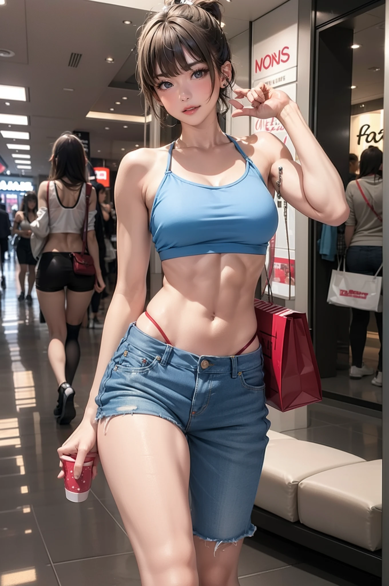 (Japanese incomparably peerless beauty and unrivaled cuteness trap girl body builder Champion), ((Wearing detailed real sports bra and skin tight denim shorts outfit)), (((crowded subway seen by a lot of Japanese people))), BREAK, ((shibari rope tied up over clothes)), arm behind head, arm behind back, ((shibari rope tied up arm)), hand behind head, hand behind back, ((shibari rope tied up hand)), ((shibari rope tied up flat chest)), ((shibari rope tied up crotch bulge)), ((shibari rope tied up leg)), (standing), (leg lift), BREAK, ((((((Flat chest)))))), ((((detailed real erection under clothes)))), ((((detailed real penis bulge)))), ((((detailed real testicles bulge)))), BREAK, otokonoko, crossdresser, trans woman, shemale, sissy, trap, BREAK, (((incomparably peerless beauty and unrivaled cuteness Japanese actress idol face))), ((fibonacci facial features)), (detailed real Lifelike face), (fibonacci face), (detailed real skin), pale skin, porcelain skin, (((no makeup))), Realistic eyes, Beautiful eyes, (detailed real skin), (((fibonacci short stature))), (((fibonacci short torso))), (fibonacci toned muscular glamorous slim curvy figure), fibonacci body, (fibonacci ladys body builder muscular), (fibonacci abs), ((((((Flat chest)))))), (detailed nipples standing), Lightly sweating all over, (detailed real after shaving armpit), detailed real Lightly sweating armpit, (detailed real skin), Beautiful skin, Short hair, detailed real hair, BREAK, ((master piece)), ((8K)), ((Photo realistic)), ((Raw photography)), ((Best Quality)), Ultra high definition, Super live-action, natural soft light, professional lighting, Extremely realistic, hight resolution, front facing view, ((full body shot)).