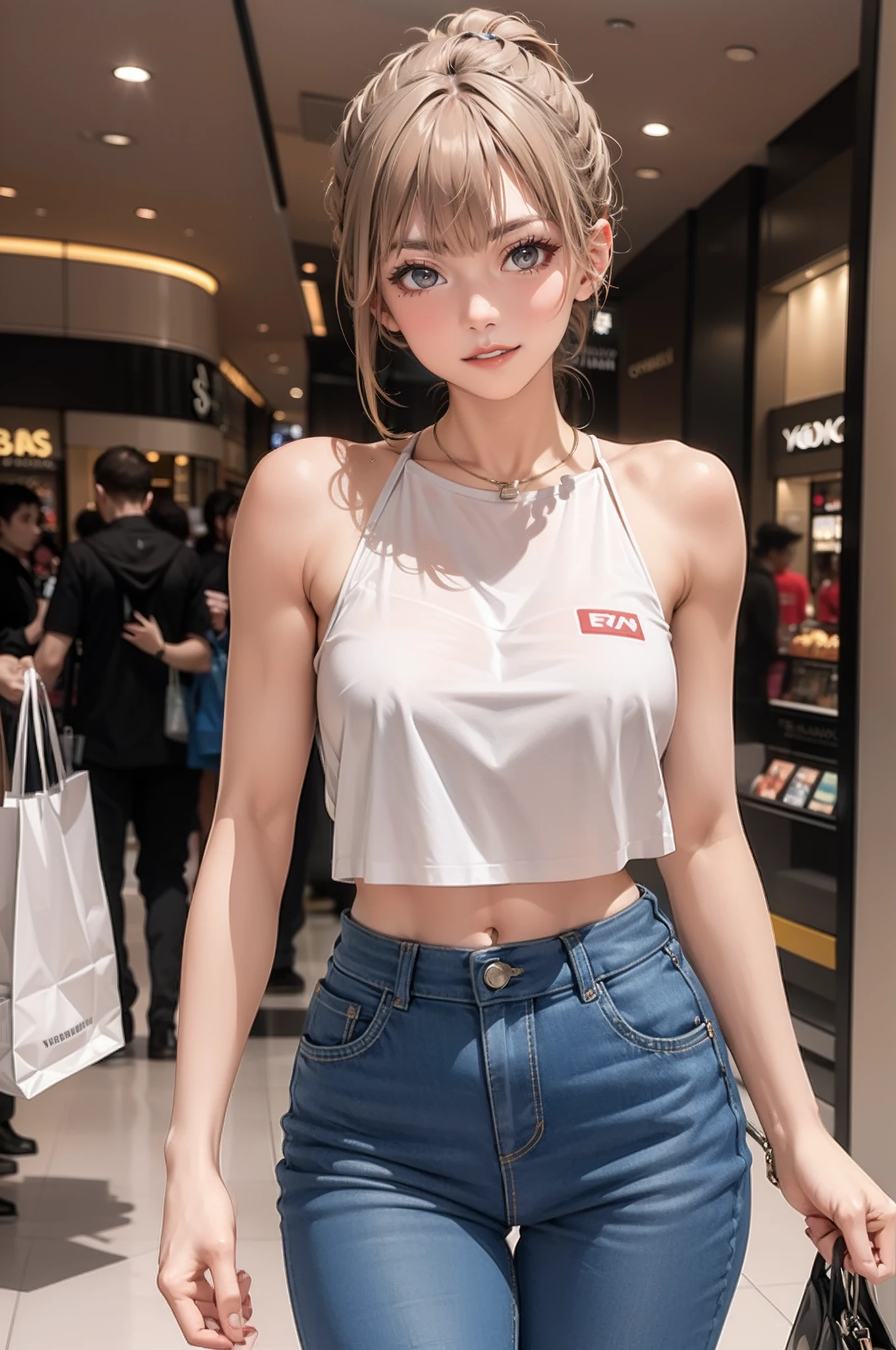 mall,Toned muscle lines,Full of youthful vitality,Perfect girl