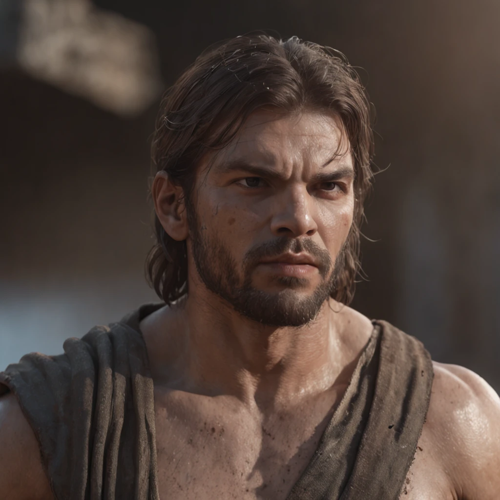 (Professional 3D rendering:1.3) de (Realistic:1.3) Foto de arte mais bonita do mundo,Features soft, bright male heroes, ((Epic hero fantasy rough muscular man wet hero angry look long hair short beard and fierce expression in dynamic pose, fantastic location, majestoso ambiente desordenado)), corpo inteiro 8k unidade render, action shot, poros da pele, very dark lighting, sombreamento pesado, circunstanciado, Rosto detalhado, (vibrante, fotogrdeia realista, Realistic, Dramatic, Escuro, foco nítido, 8k), (Old leather clothes damaged by bad weather:1.4), ((((Use peles)))), (intrincado:1.4), decadente, (altamente detalhado:1.4), pintura digital, rendering by octane, art stations, Conceito-Arte, liso, foco nítido, illustration, germe da arte, (Loish:0.23), Wlop Ilya Kuvshinov, e Greg Rutkowski e Alphonse Mucha Gracias, (global ilumination, studiolight, Light Volumetric), chuva forte, floating particles, patife, fantasia, Onze, corpo inteiroesbian, ((Fundo escuro e antigo da cidade:1.3)),CGSesociedade,art stations