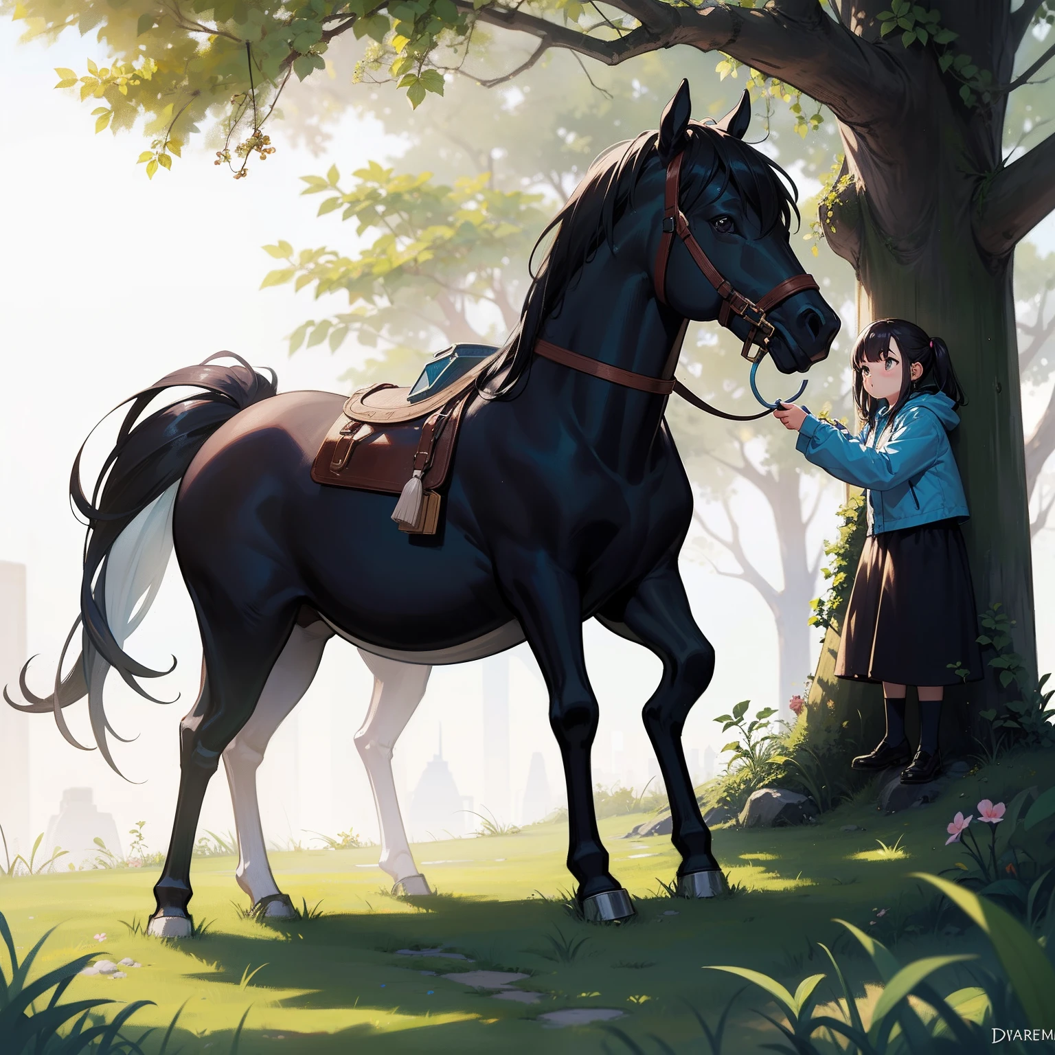Me and the Pygmy pony over by the dental floss bush, concept art, 4k