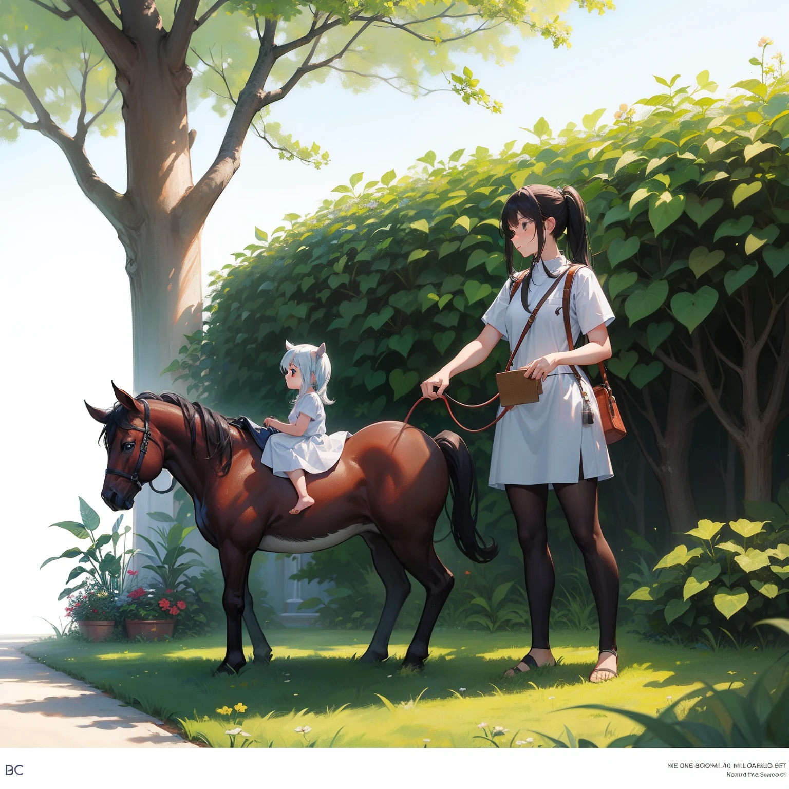 Me and the Pygmy pony over by the dental floss bush, concept art, 4k