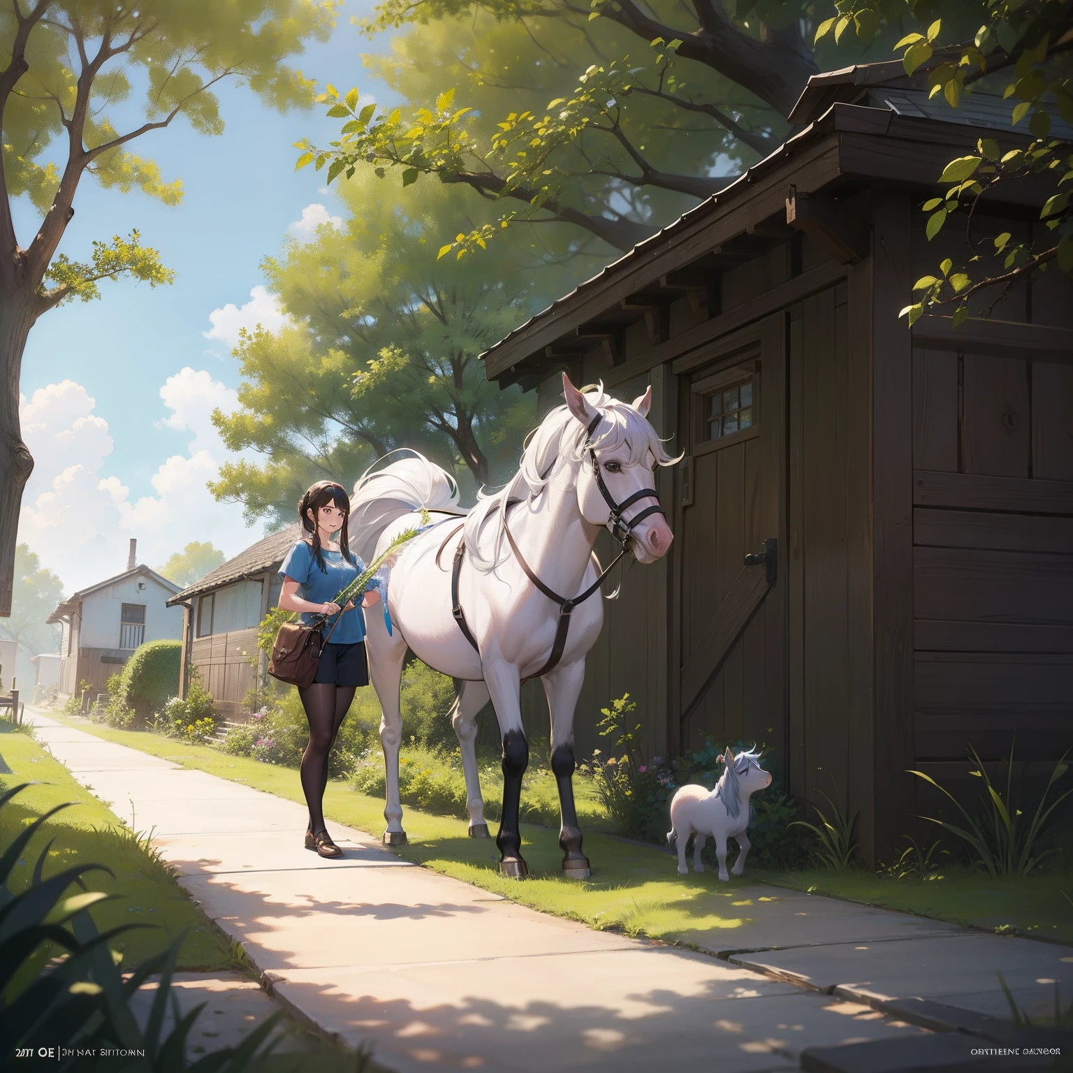 Me and the Pygmy pony over by the dental floss bush, concept art, 4k