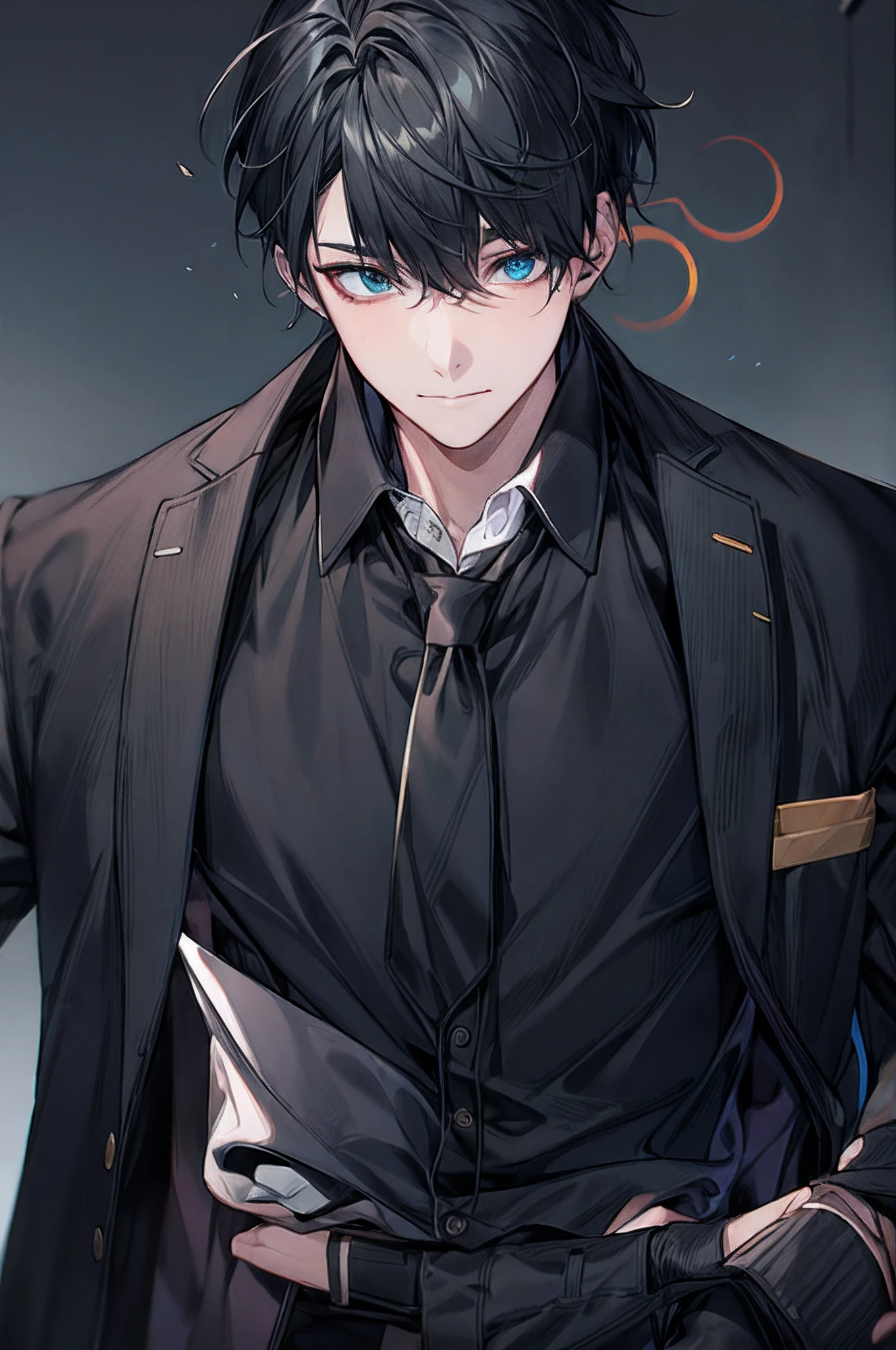 in a black hoodie
