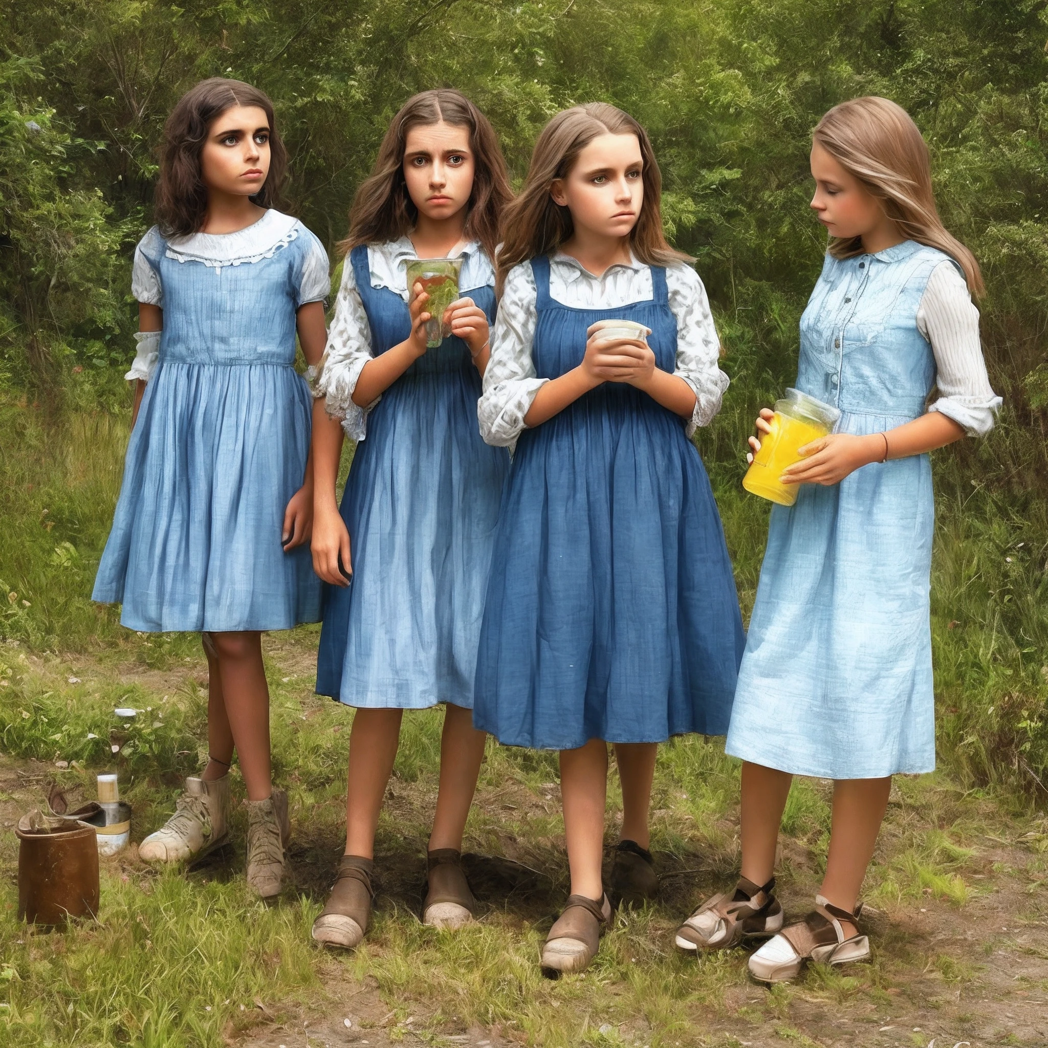 Girls hold their urine