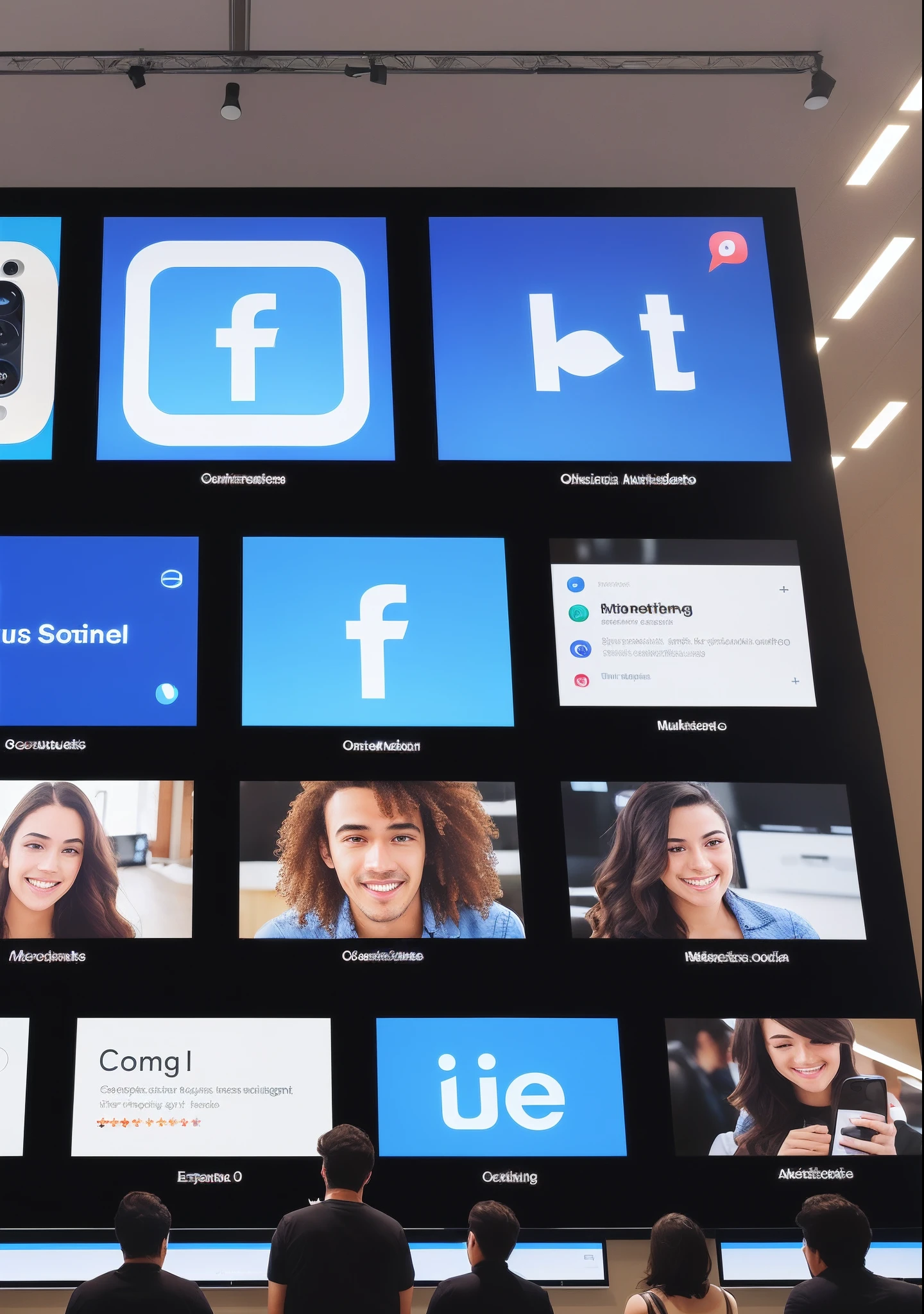Multiple social media screens
