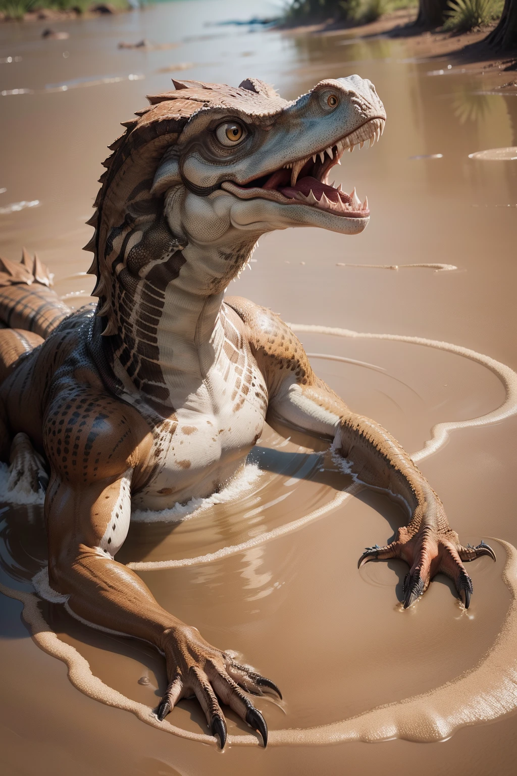 A velociraptor was submerged in soft mud