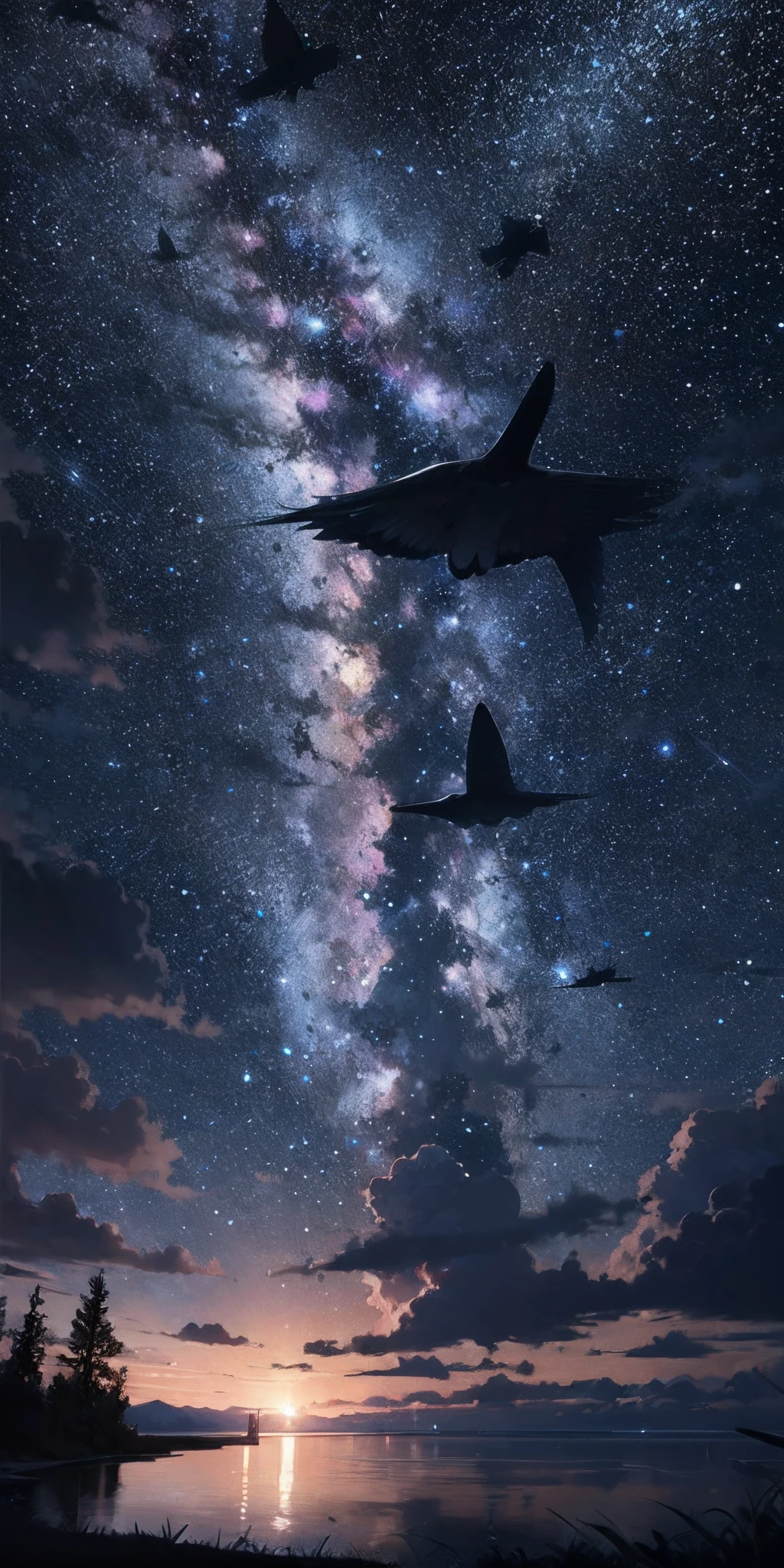 Ultra-high resolution,A high resolution,(tmasterpiece:1.4),hyper-detailing,Watched,floatking,Ultra-detailed night sky,As estrelas,looking at the stars,Spectacular