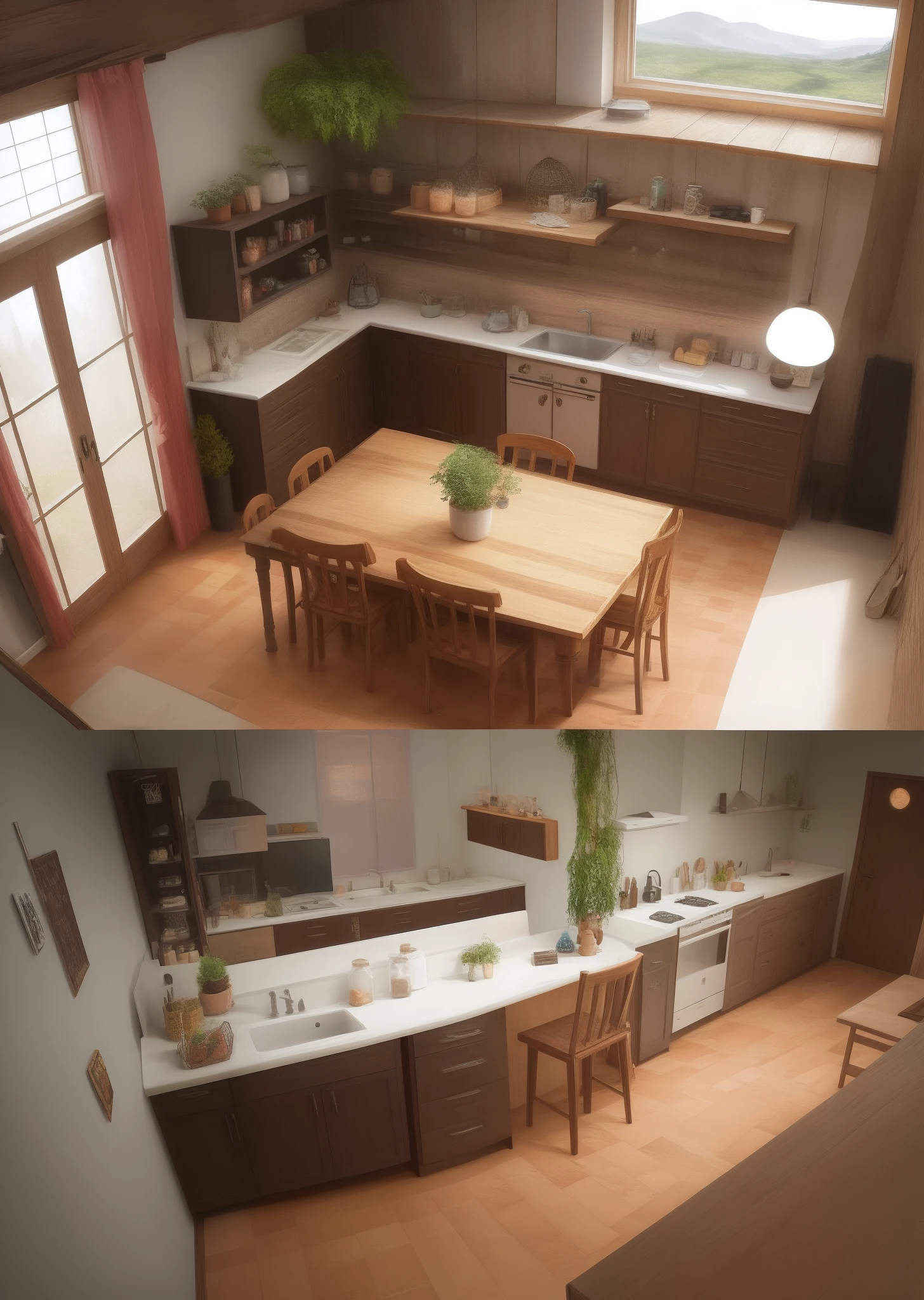 "Create a floor plan layout for a contemporary-style dream home. Inclua uma sala de estar de plano aberto, uma cozinha moderna, an airy dining room and a spacious terrace. Propose three comfortable bedrooms, each with its own bathroom. Also add a well-lit office and a studio area for creative activities."
2. **Rustic and Cozy Retreat:**
"Craft a floor plan design for a rustic and cozy retreat. Destaque elementos de madeira e pedra na casa. Inclua uma ampla sala de estar central com lareira, a rustic kitchen with island and pantry, plus a luxurious master suite. Projete quartos adicionais para convidados. Add a covered patio or balcony to enjoy the surrounding nature."
