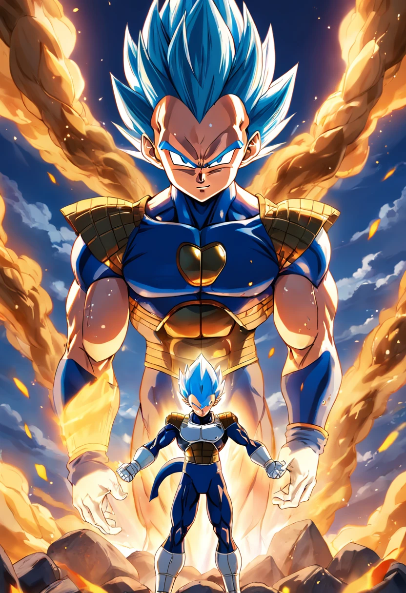 Vegeta de corpo inteiro, design de personagens