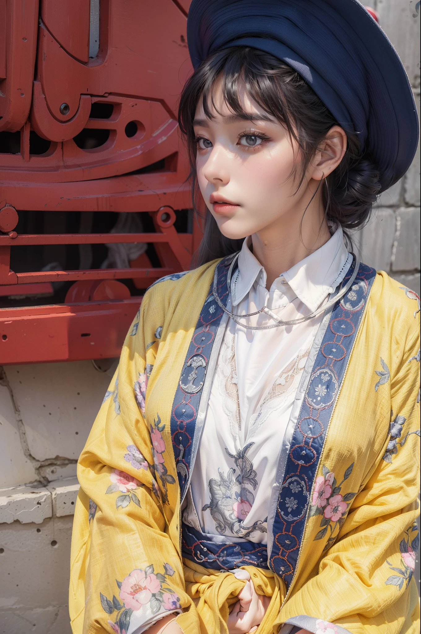(8k, RAW photo, best quality, masterpiece:1.2), yjnn, 1girl, 3d, western, grey_background, long_sleeves, looking_at_viewer, medium_breasts, micro_panties, white_shirt,Shiny skin ,(realistic, photo realistic:1),