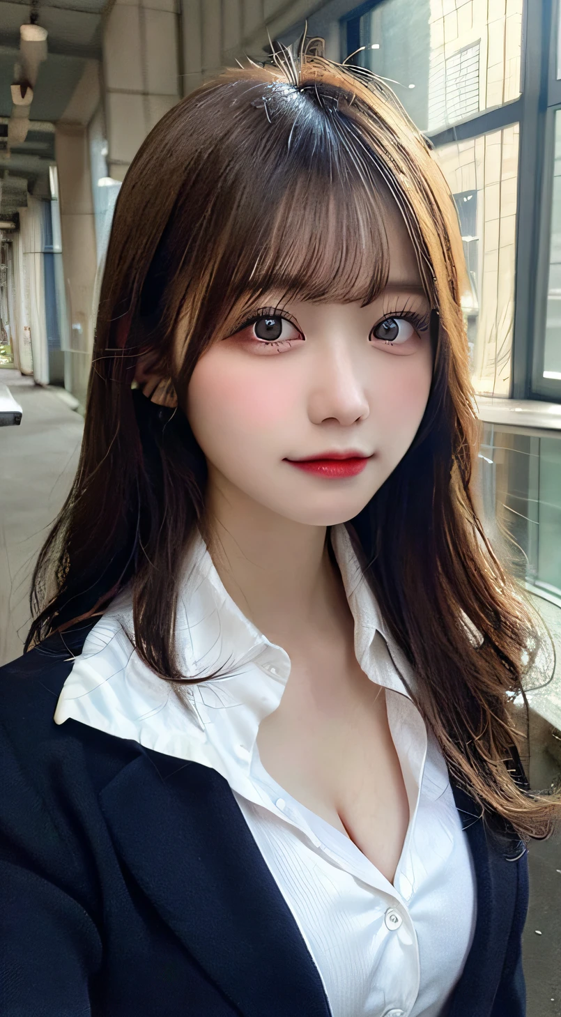 masutepiece, Best quality, illustration, Ultra-detailed, finedetail, A high resolution, 8K wallpaper, Perfect dynamic composition, Beautiful detailed eyes,  Natural lips,Blazer ,school uniform, cleavage, full bodyesbian