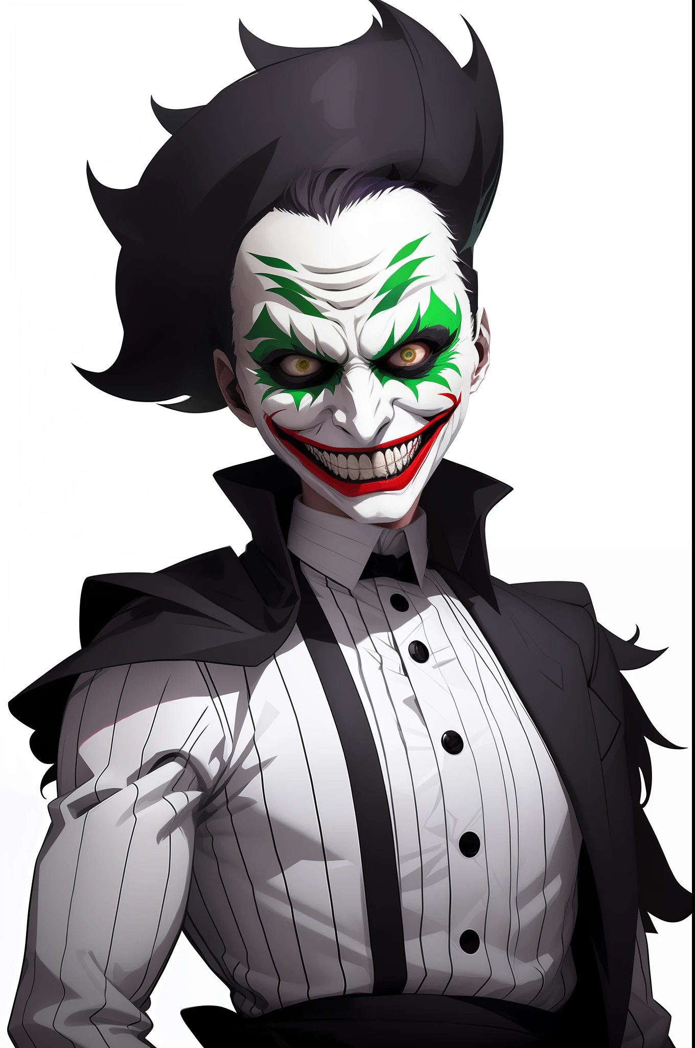 new mask joker, new face joker, digital art from danganronpa, evil grin, kawacy, jazza and rossdraws, [[[[grinning evily]]]],