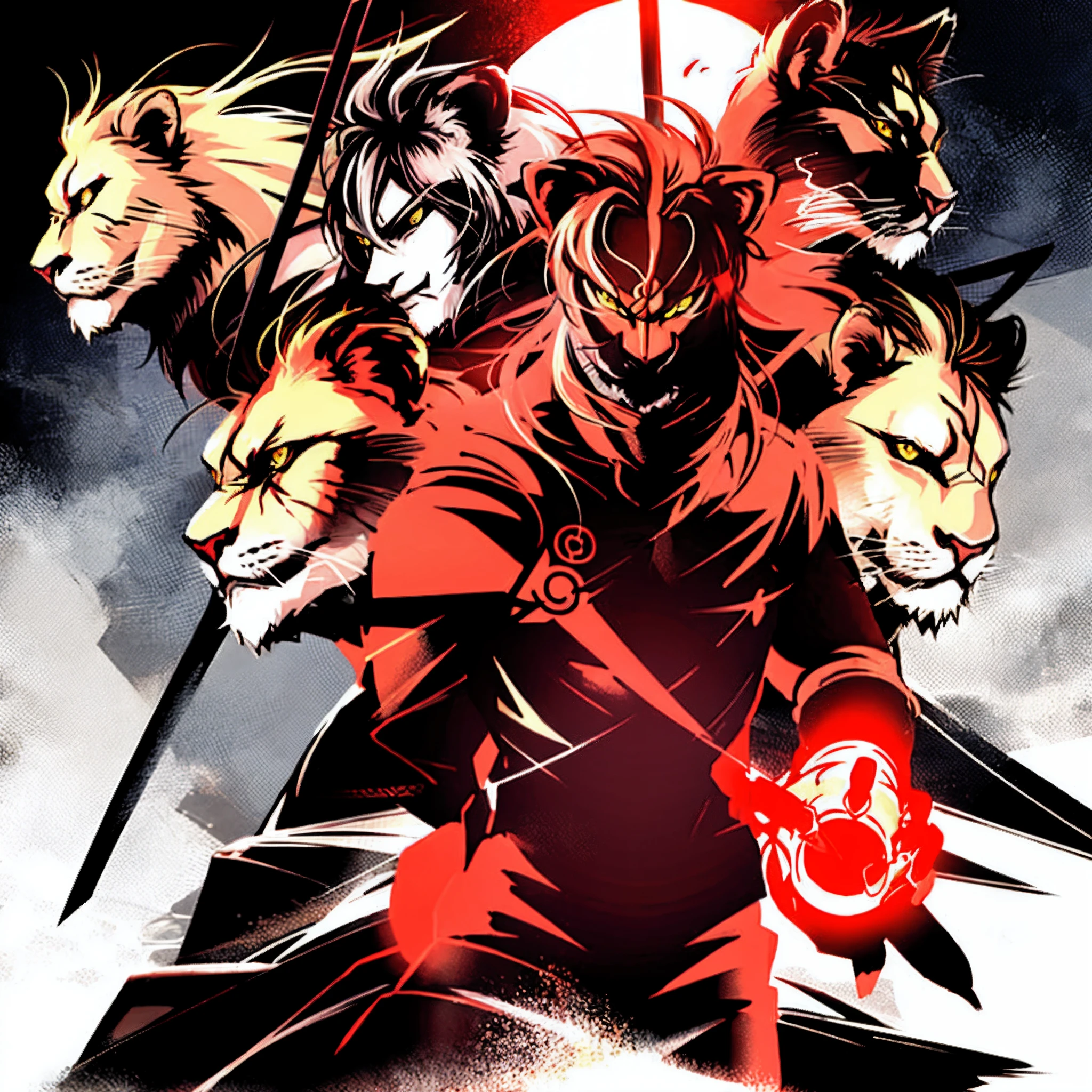 desin logo, ninja, shinoupe, sowrd, lion