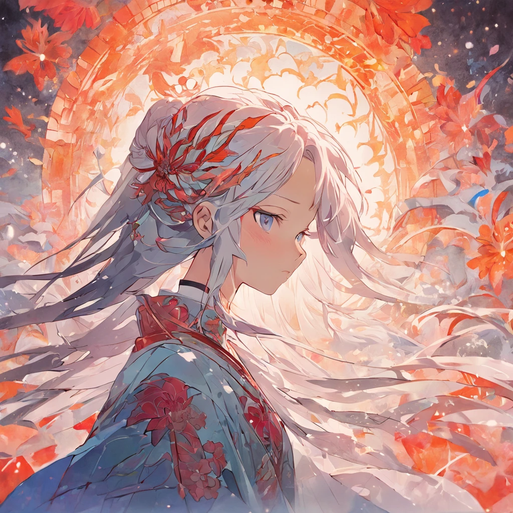 (White background:1.4),(Silhouette of a girl's head, Eyes closed, colorfull long hair, Oriental elements),(Chinese illustration:1.3,paper art:1.3, Quilted paper art:1.2),( reasonable design, Clear lines, High sharpness,Best quality, Very detailed, Masterpiece, movie light effect, 4K )