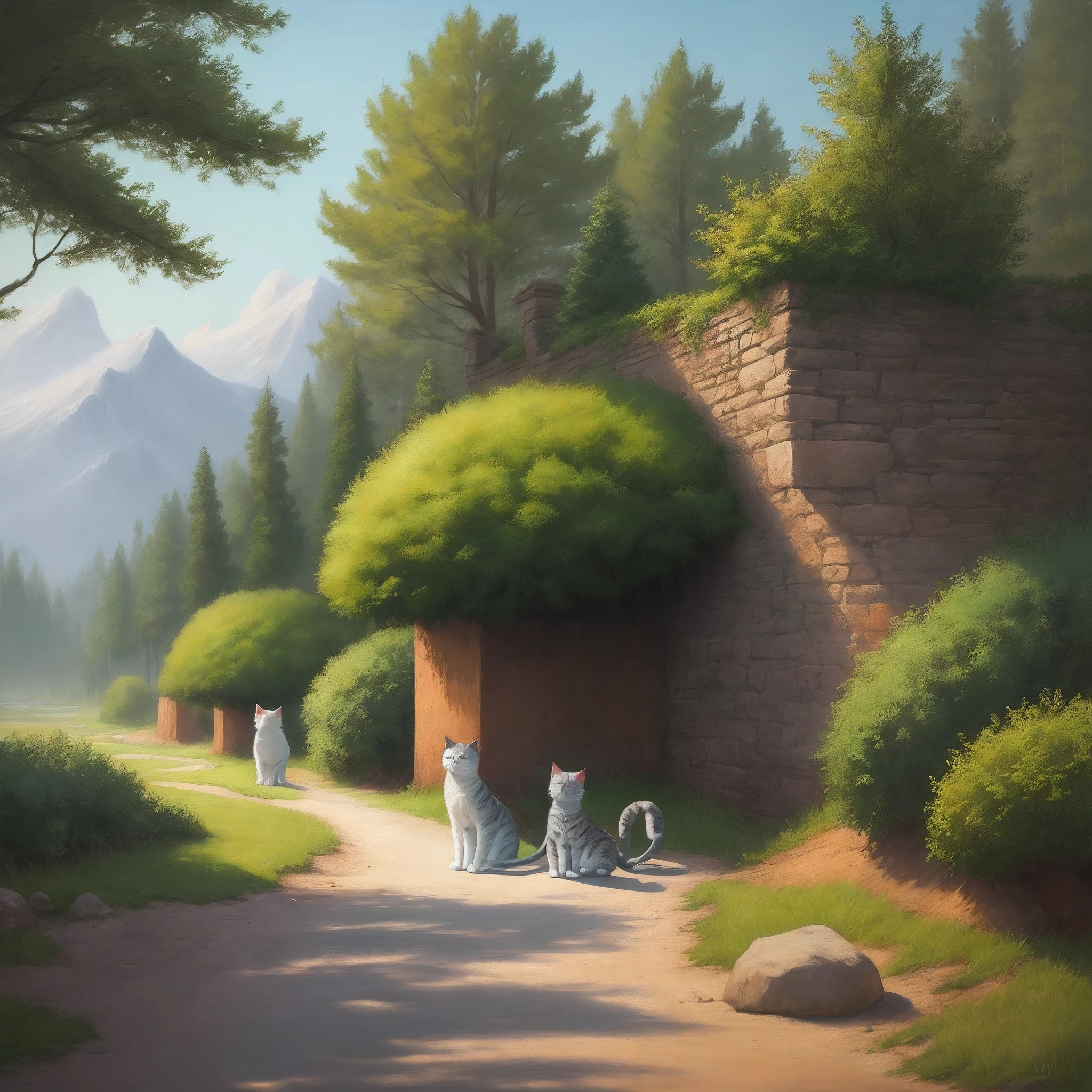 Landscape paintings full of various cats