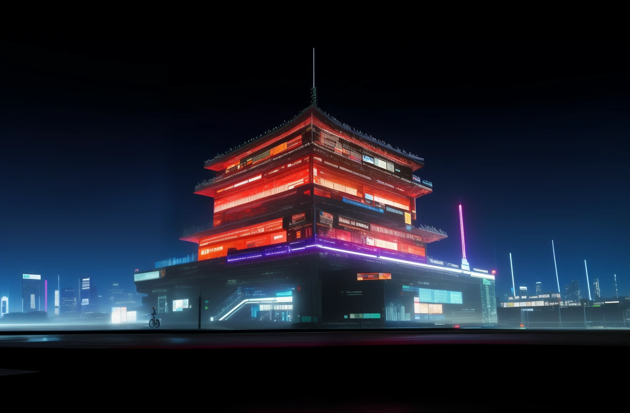 A modern city with a sense of technology，Looming