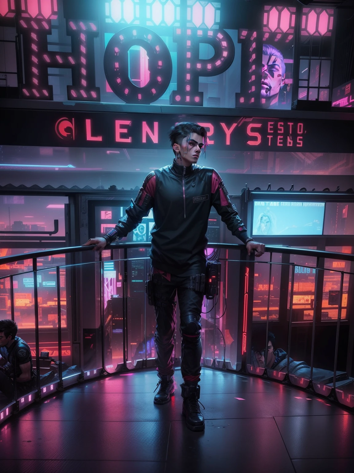 Cyberpunk handsome boy realistie face