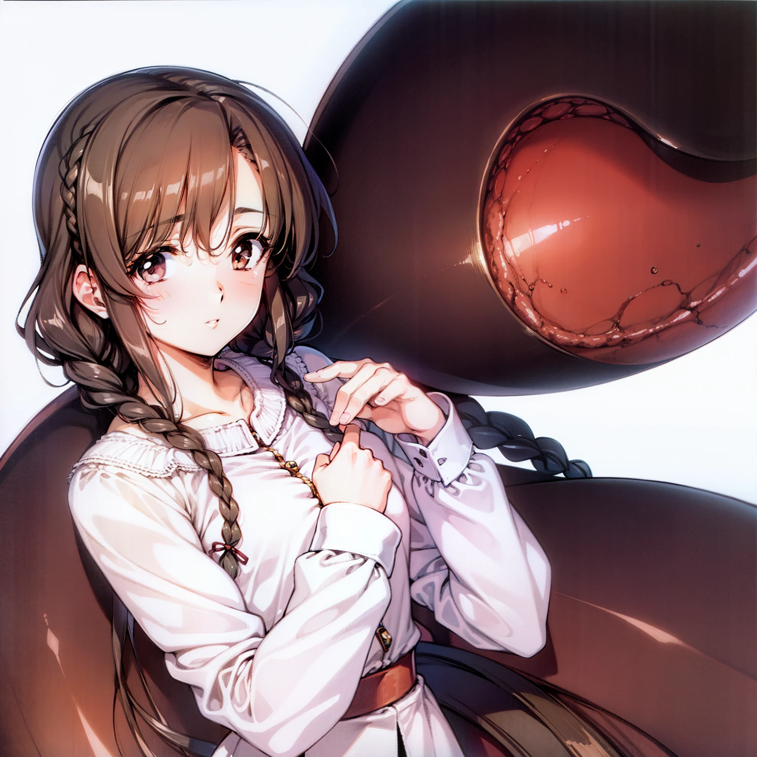 beautiful girl with braids, urushisato, no background, upper body, perfect hands