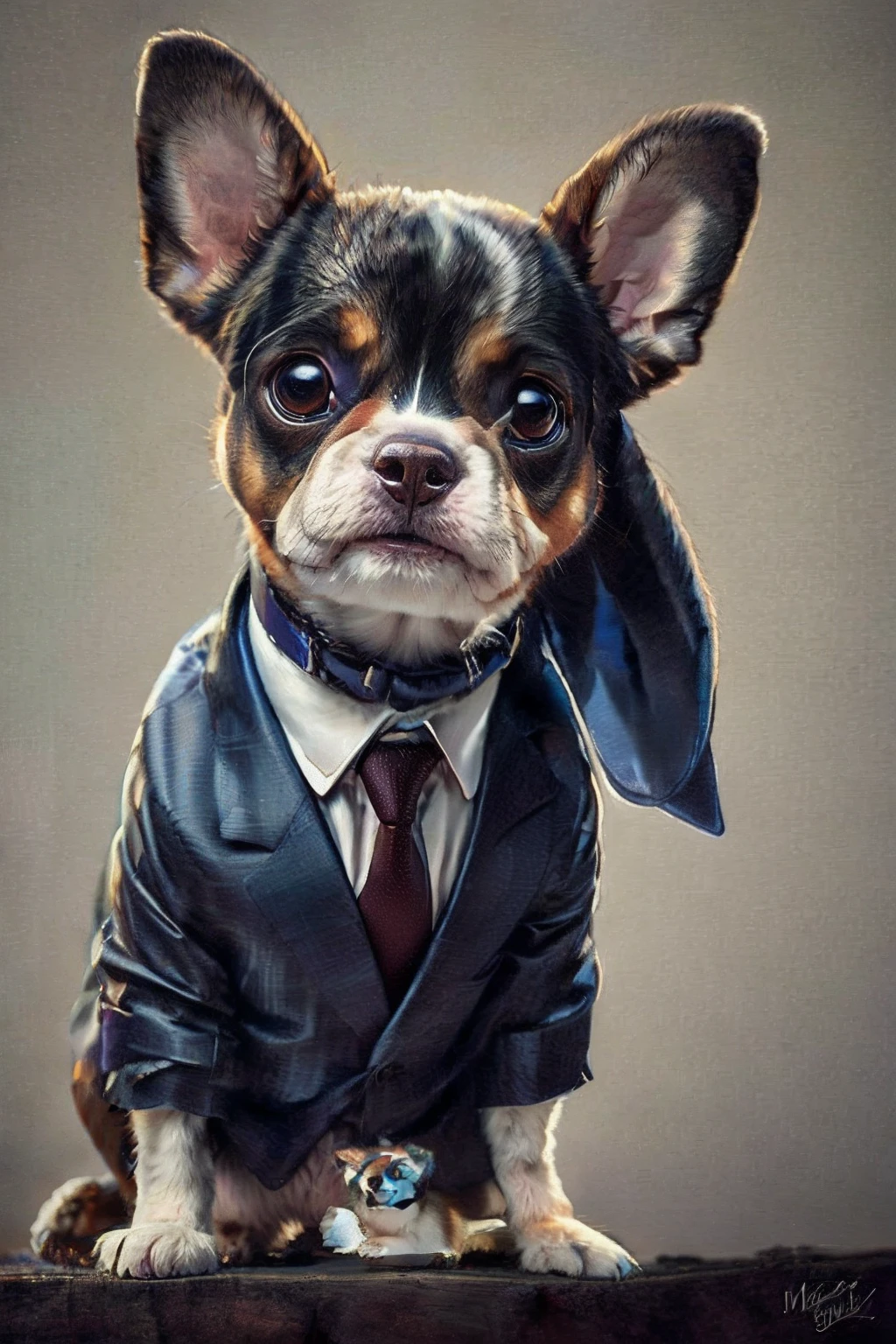 painting of a dog dressed in a suit and tie, adorable digital painting, anthropomorphic dog, wojtek fus, cute detailed digital art, high quality portrait, by Mario Dubsky, by Fabien Charuau, cute digital art, by Marius Borgeaud, by Ivan Mrkvička, by Adam Marczyński