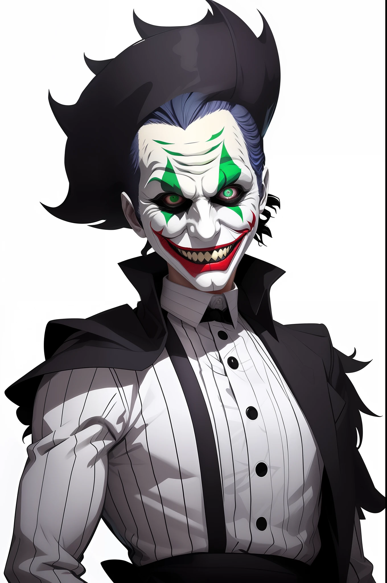 new mask joker, new face joker, digital art from danganronpa, [[[[grinning evily]]]], new mask clown, killer smile mask, fantastic draw, change color