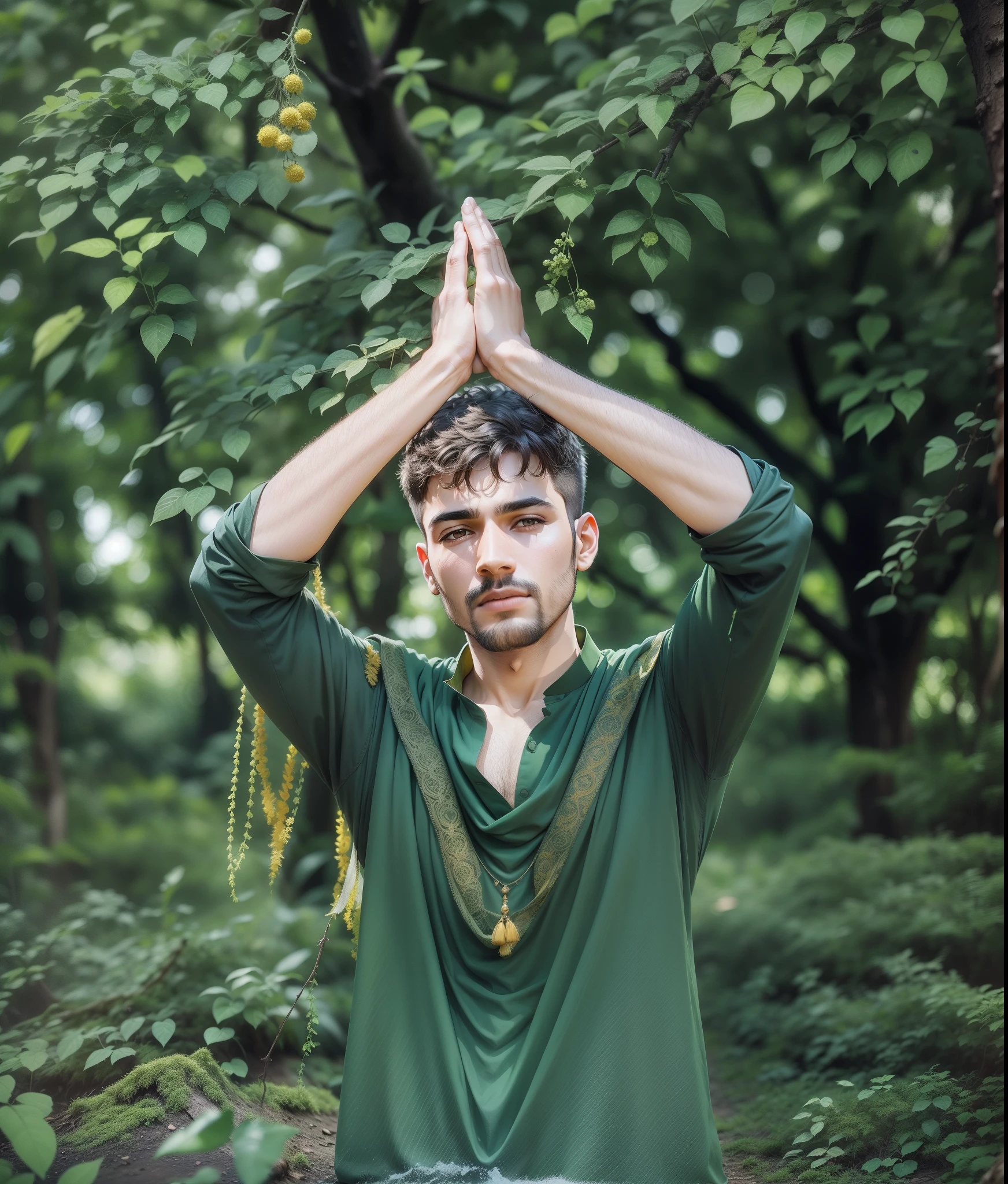 ultra realistic, nature, forest, 8k resolution, real, yellow kurta