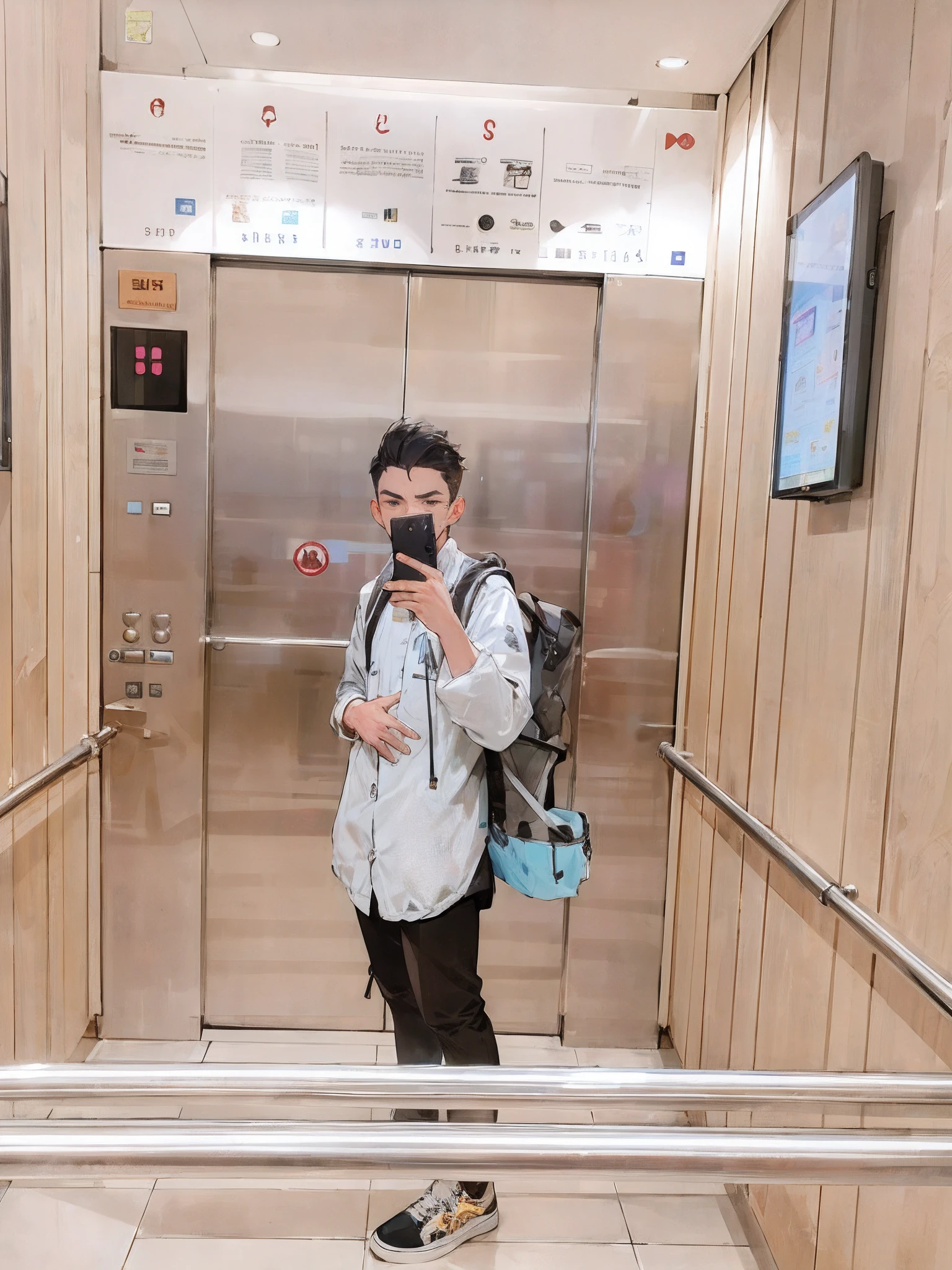 A handsome man,Clear facial features,Flat expression,Wide jacket,