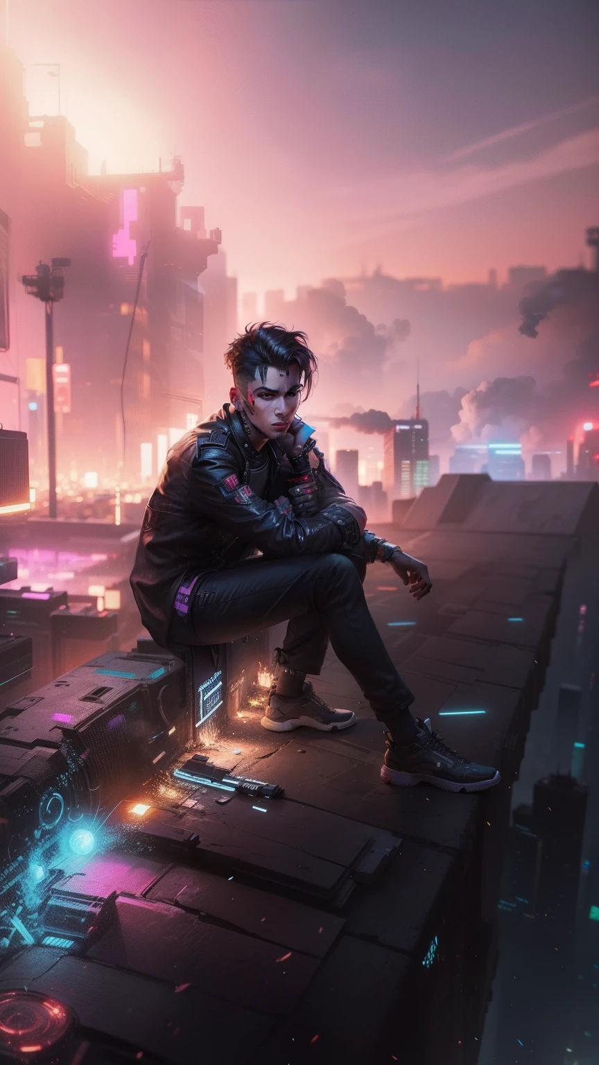 Cyberpunk handsome boy realistie face