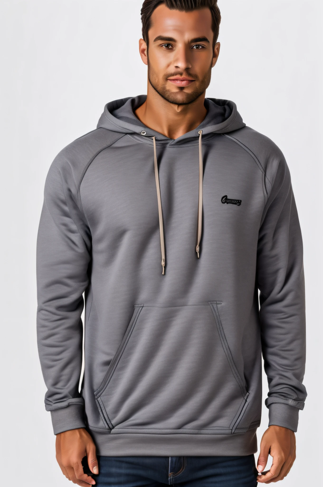 A fit gym boy in hoodie with abs shadow