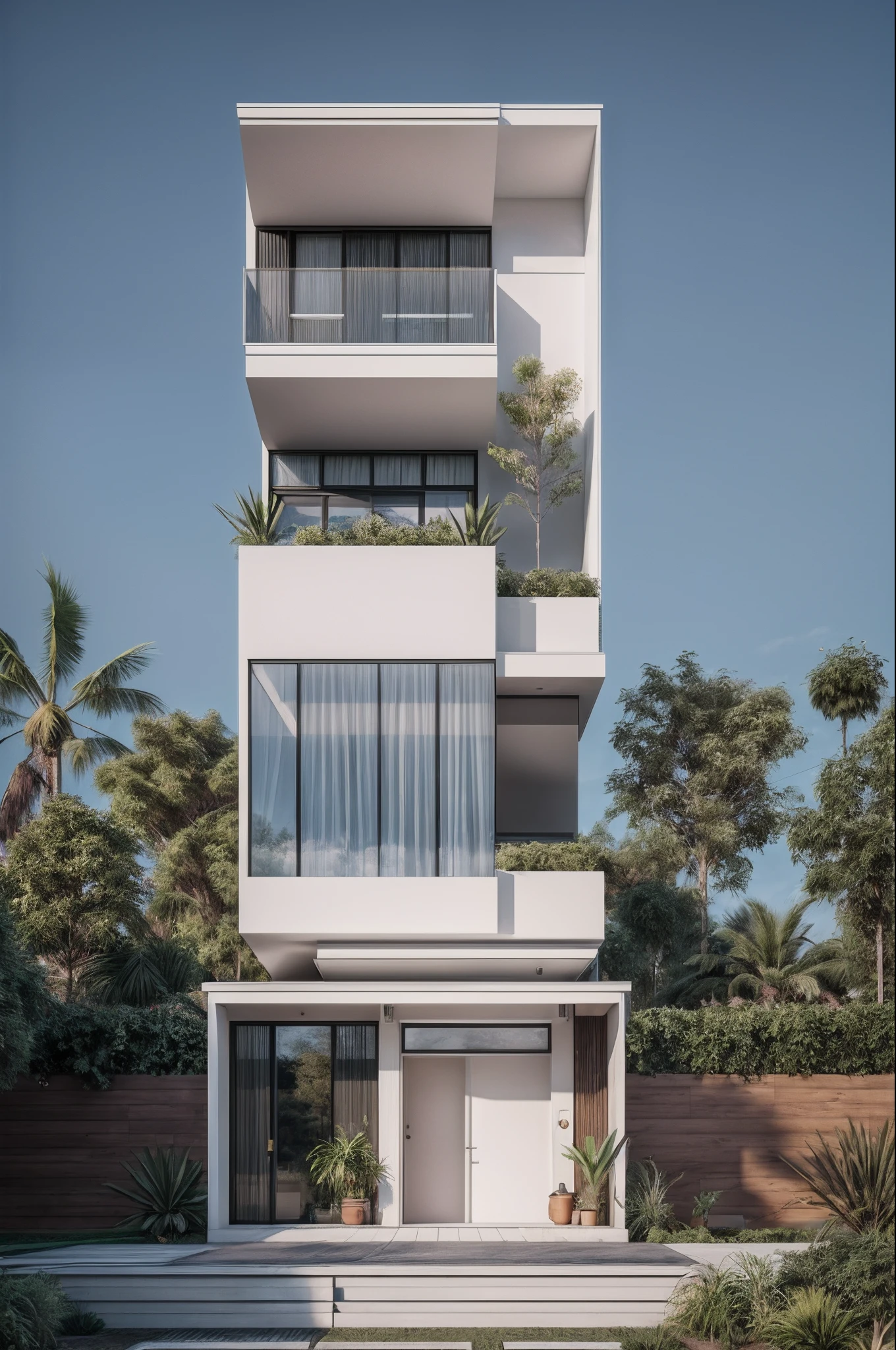 RAW photo,Masterpiece, high quality, best quality, authentic, super detail,masterpiece, (photorealistic:1.2), best quality, ultra high res, architechture, exterior, town house on the road, glass windows,trees,traffic road, in the style of realistic hyper-detailed rendering, 32k uhd,composite construction, piles/stacks, innovative page design,daylight,Vray, daylight, (high detailed :1.2), 8k uhd, dslr, soft lighting, high quality, film grain, Fujifilm XT3, photographic render, render in vray, render vray, 3 drender, all white render, vray rendered, highly photographic render, detailed archviz render, rendered in 3 dsmax, 3ds max render, vray render, 3 ds max + v - ray, 3 ds max + vray <lora:Nha Pho Train Lora V1:0.5
