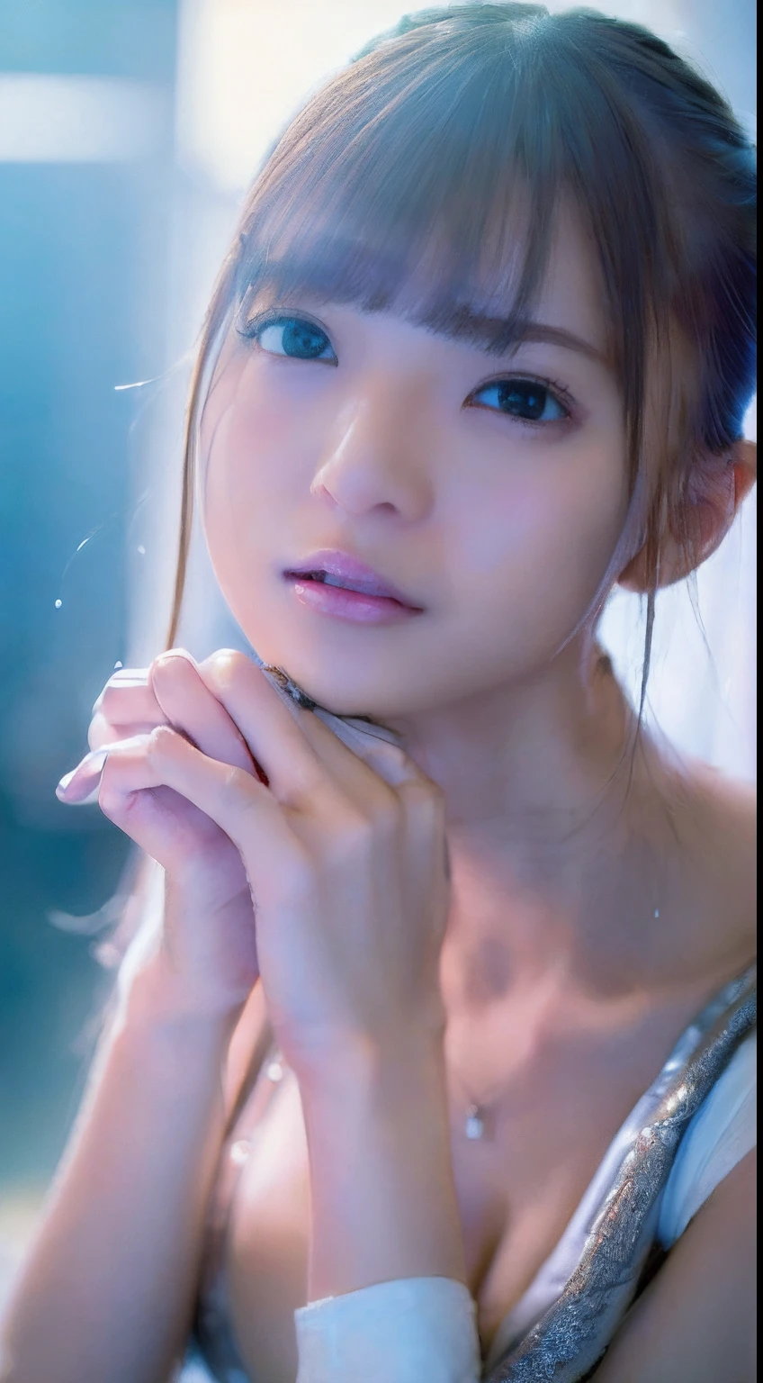 NSFW,((top-quality、in 8K、masterpiece:1.3))Wearing a silvery-white mech,Girl with a delicate face,The highest image quality,ultraclear,Facial features are delicate and clear,Armageddon,exquisitedetails,(cammel toe)、Mechanical pattern,cyberpunked、Cyber City、digital、century、tron、(full body Esbian)