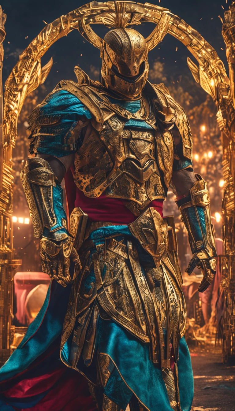 Guerrero espartano, peleando , Impresionante armadura, Armadura de oro negro, epopeya, 8k
