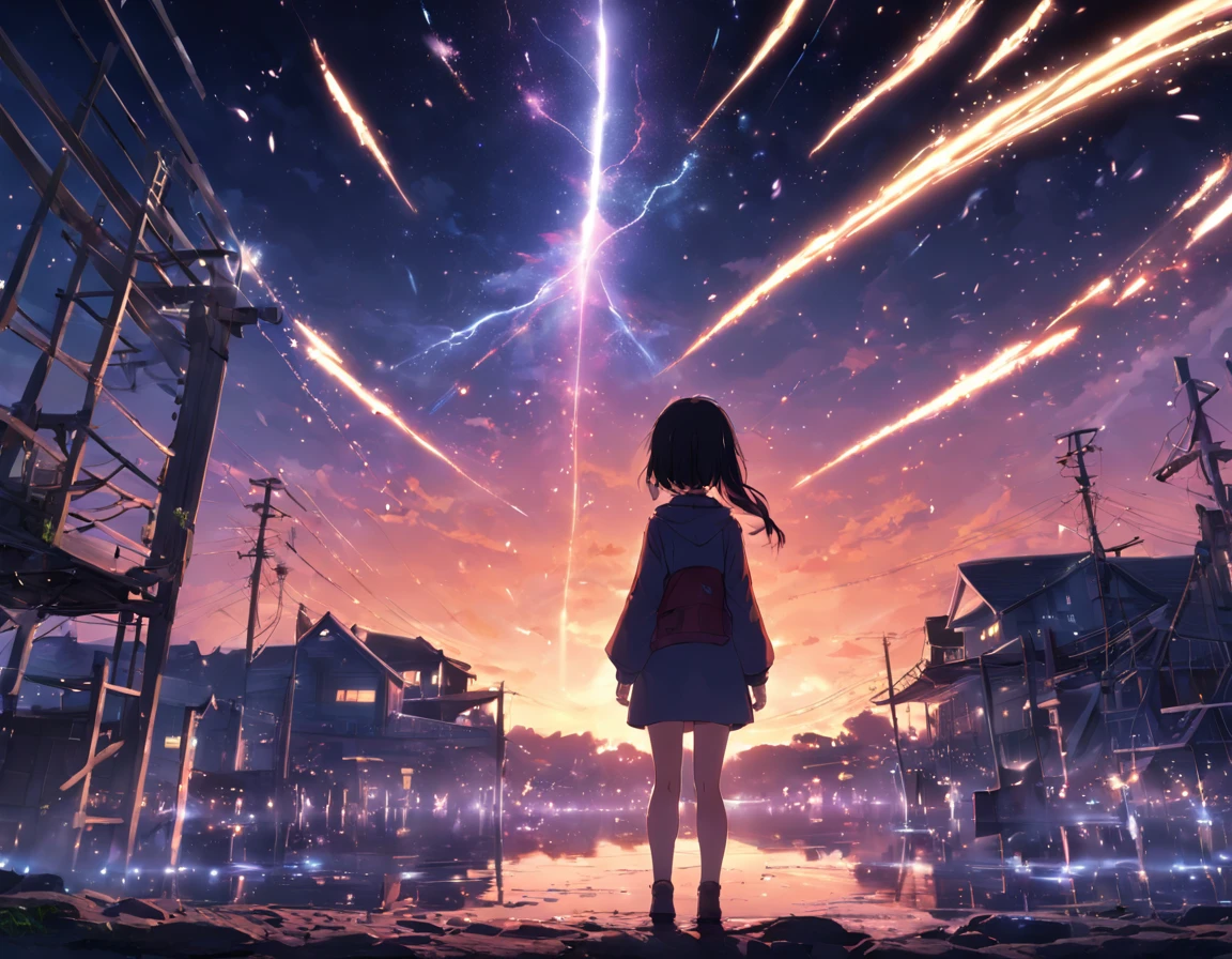 tmasterpiece, beste-Qualit, filmstill, warm soft lighting, the night, (sparks: 0,7), shooting star, motion, NOhumans, No girlfriend, scenery, Japan, NOhumans, Landscape only