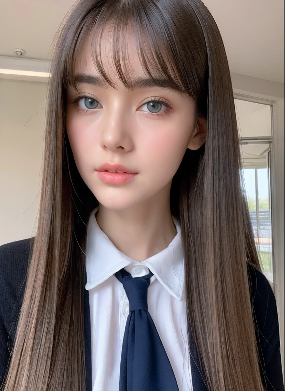 full bodyesbian、undergarment、bra very、Colossal tits、Big blue eyes with radiant transparency、Bangs above both eyes、Very beautiful 18 year old cute girl、a miniskirt、shiny young and beautiful white skin,,,,、Sexy and very beautiful good looks、Very cute face with ultimate beauty、Super long natural blonde hair、Sleek super long straight hair、二重まぶた、eye line、School Uniforms、Grown bust