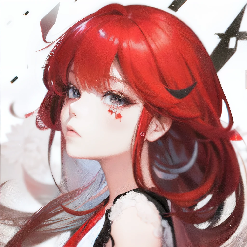 Anime girl with red hair and black dress with white background, drawn in anime painter studio, Digital art on Pixiv, made with anime painter studio, Guweiz in Pixiv ArtStation, a beautiful anime portrait, Guviz-style artwork, Portrait of an anime girl, Guviz, detailed portrait of an anime girl