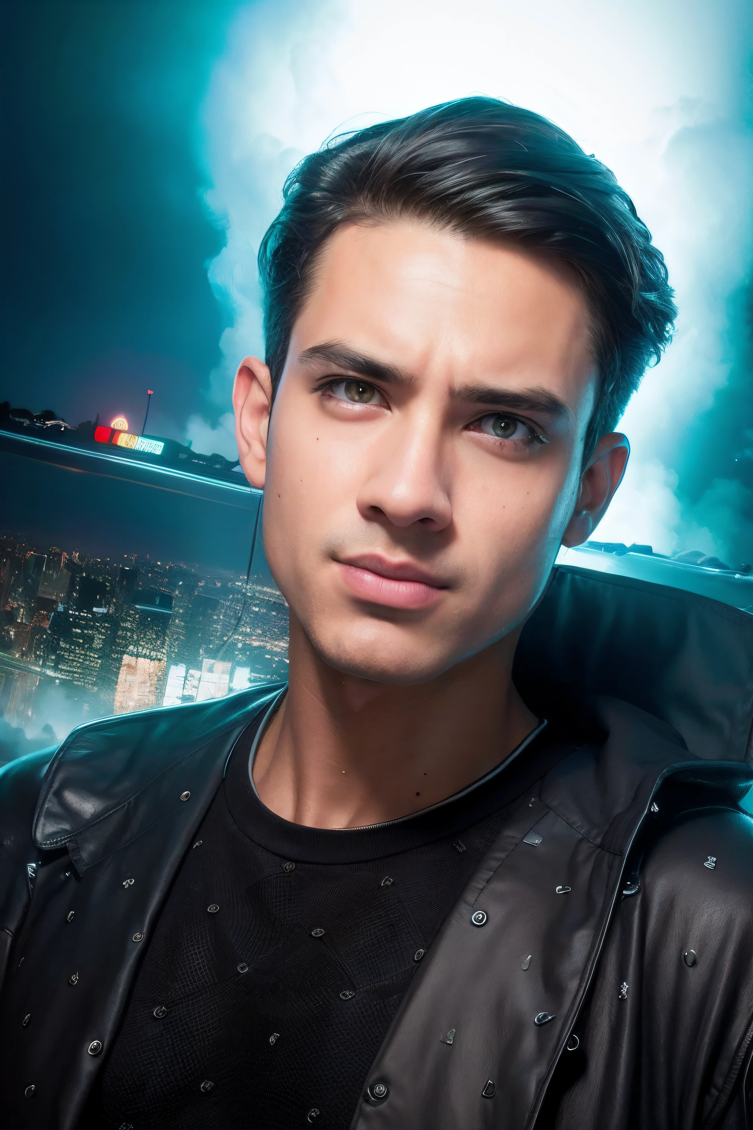 Change background cyberpunk handsome boy, reallstic face, 8k, Ultra reallstic face