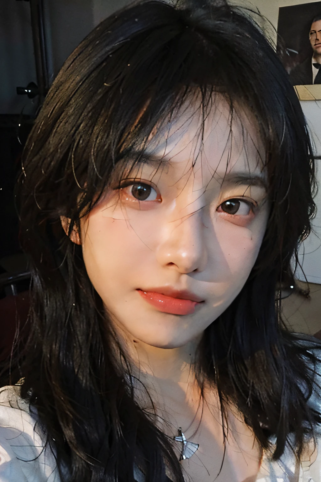 My whole body is soaked from the rain、My face was soaked、Hair is also soaked