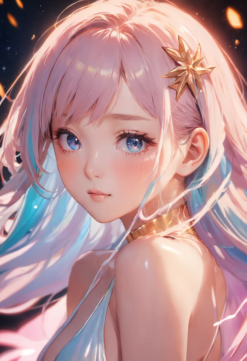 (8k, RAW photo, photorealistic:1.25) ,( lipgloss, eyelashes, gloss-face, glossy skin, best quality, ultra highres, depth of field, chromatic aberration, caustics, Broad lighting, natural shading,Kpop idol) looking at viewer with a serene and goddess-like happiness,